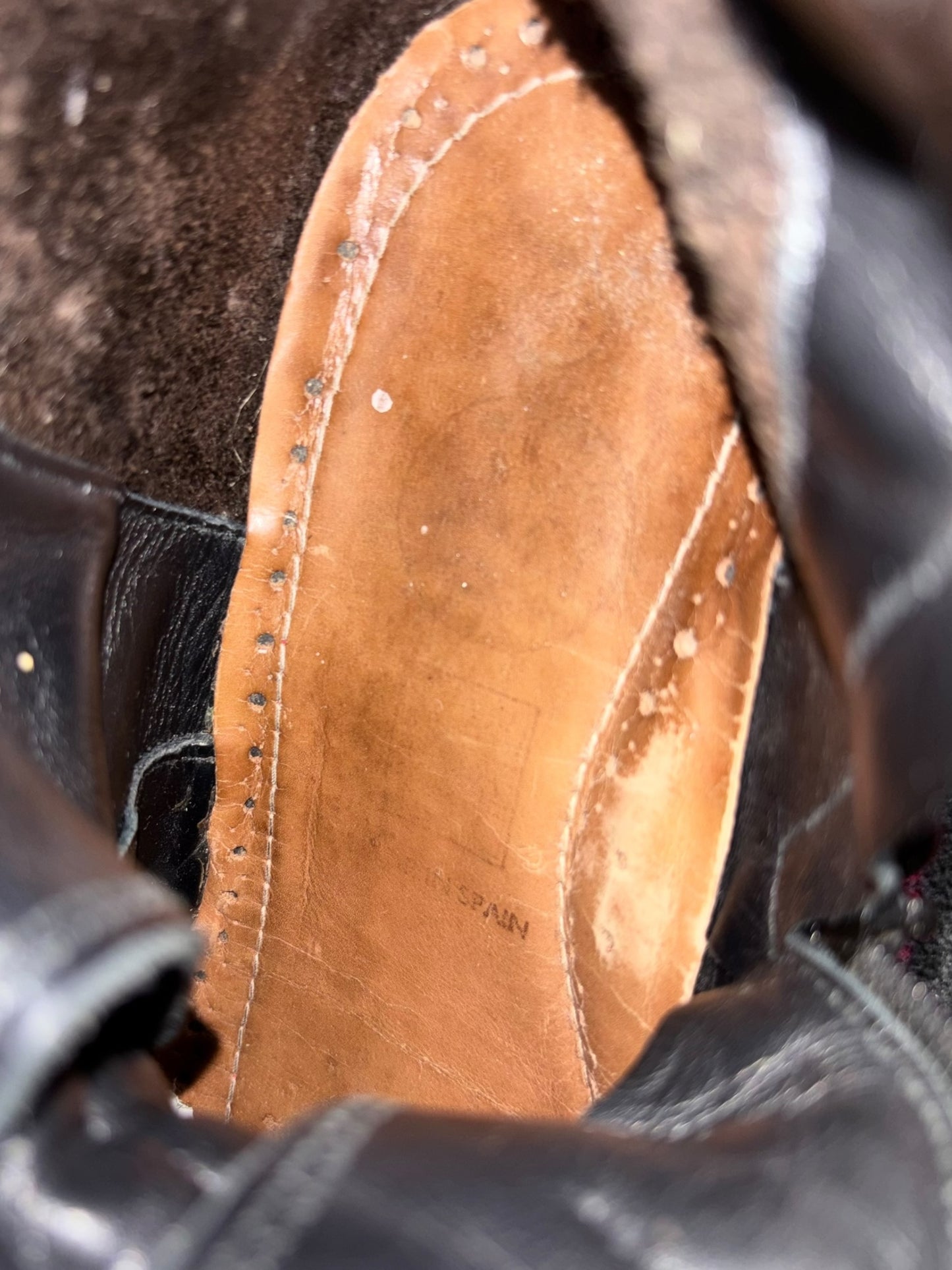 Vintage New Rock buckled raised-heel mid-calf leather boots size 40