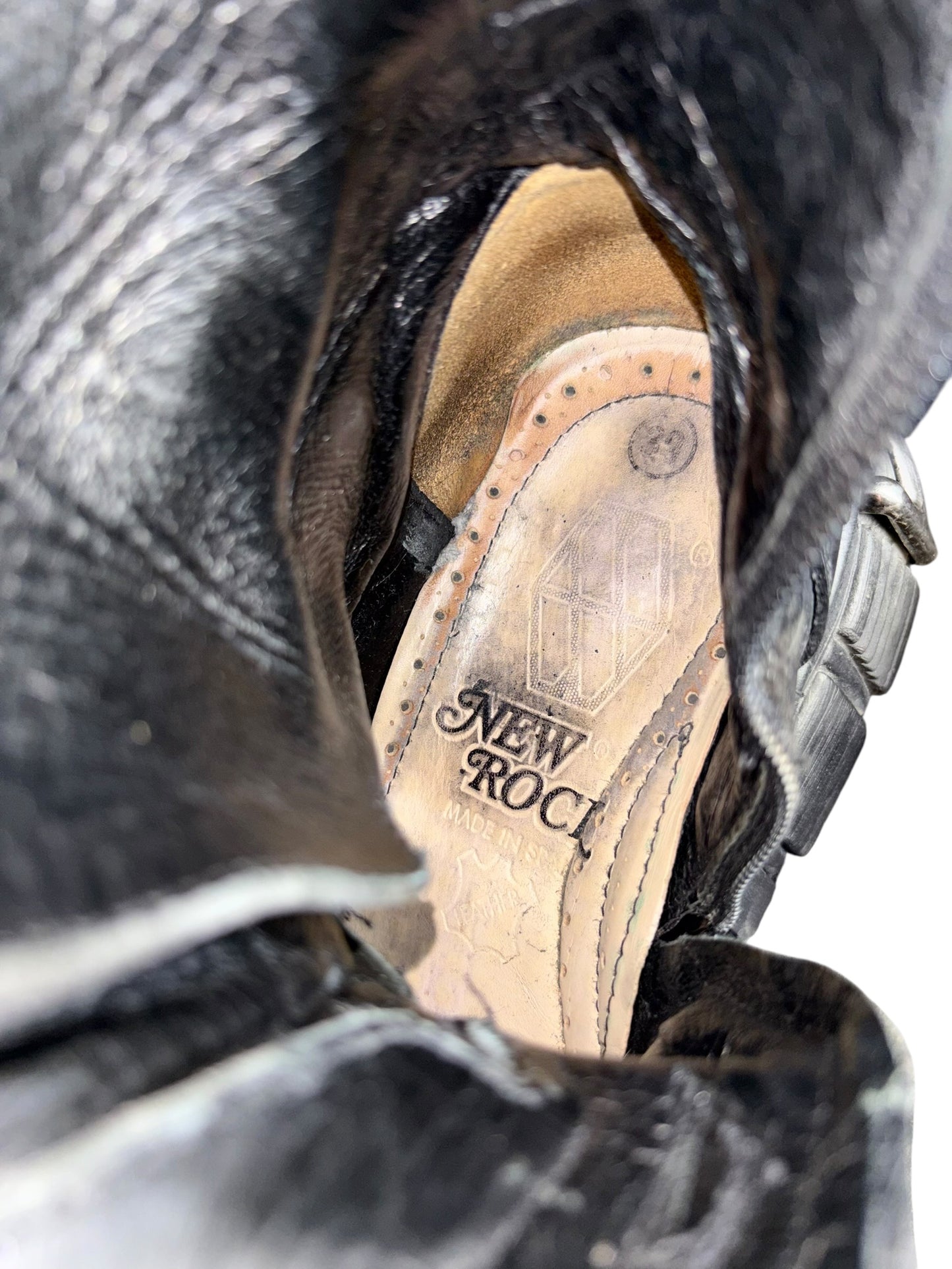 Vintage New Rock studded mid-calf platform boots size 39