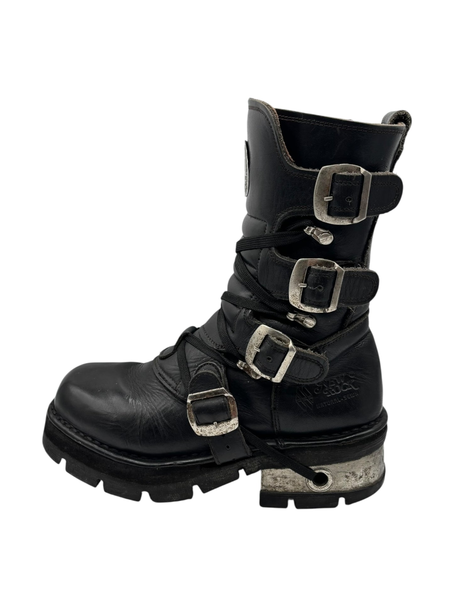 Vintage New Rock leather mid-calf boots from early 90s size 38