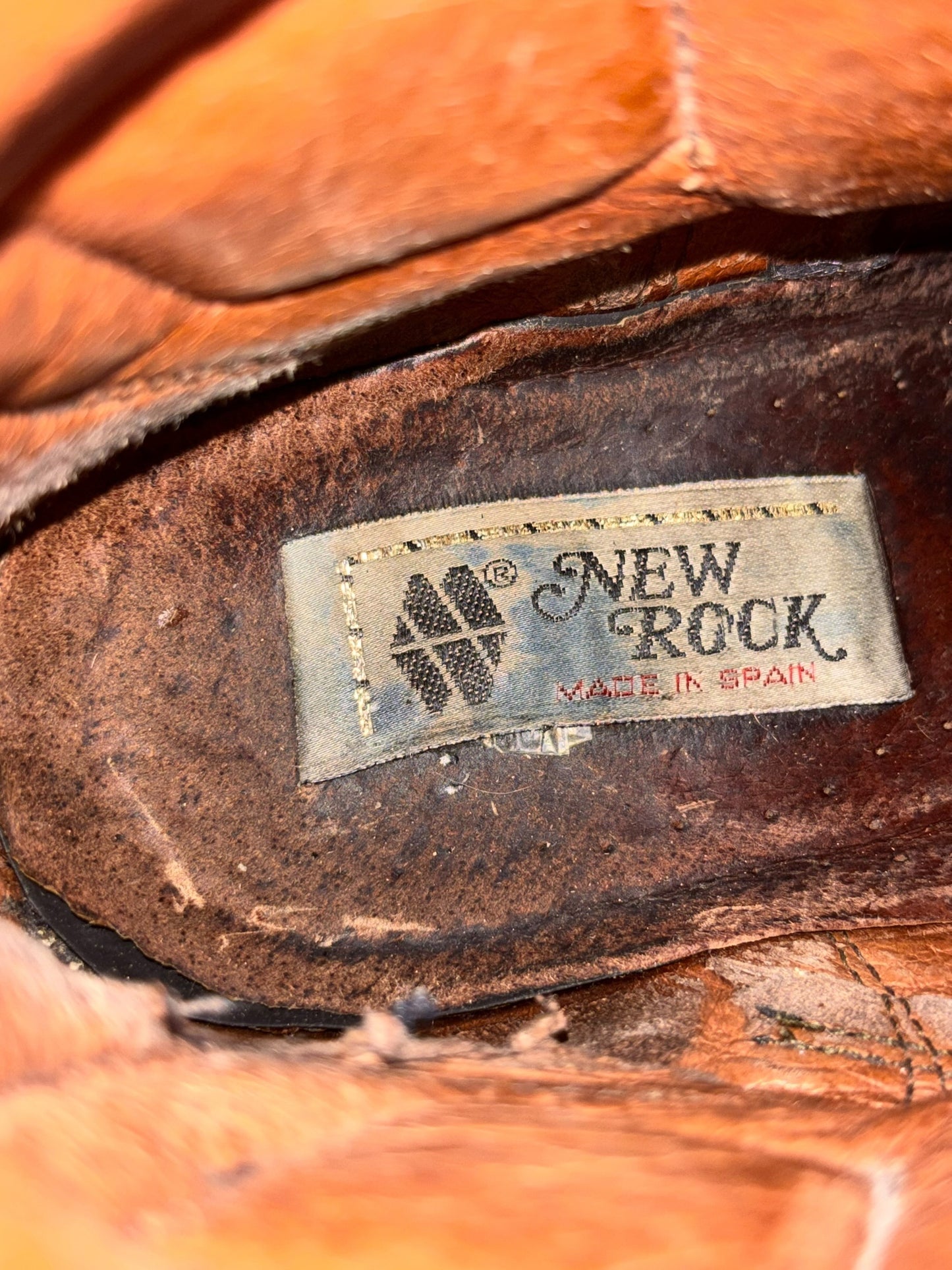 Vintage New Rock raised heel leather boots size 45