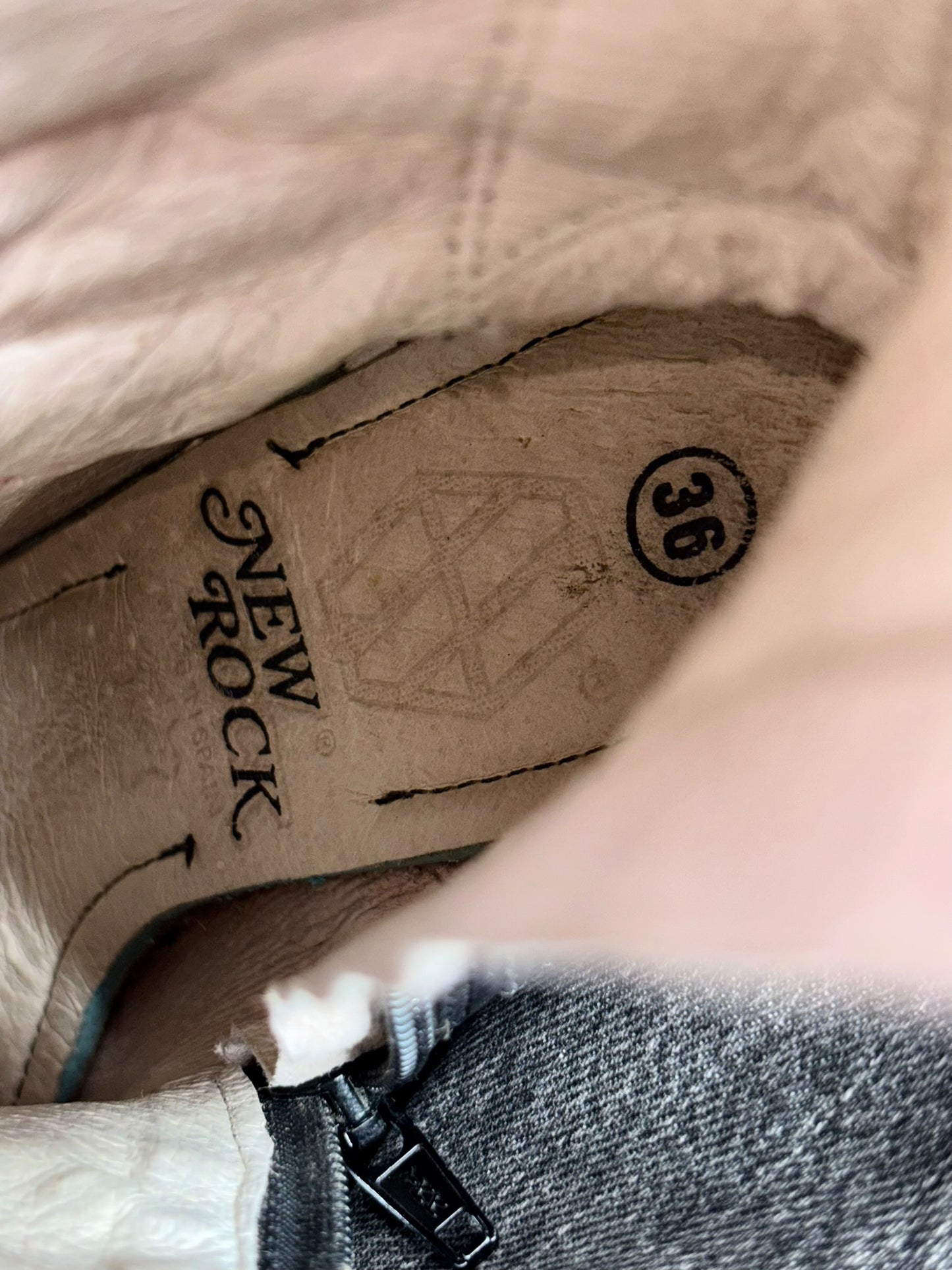 Vintage New Rock mid-calf leather biker heels size 36