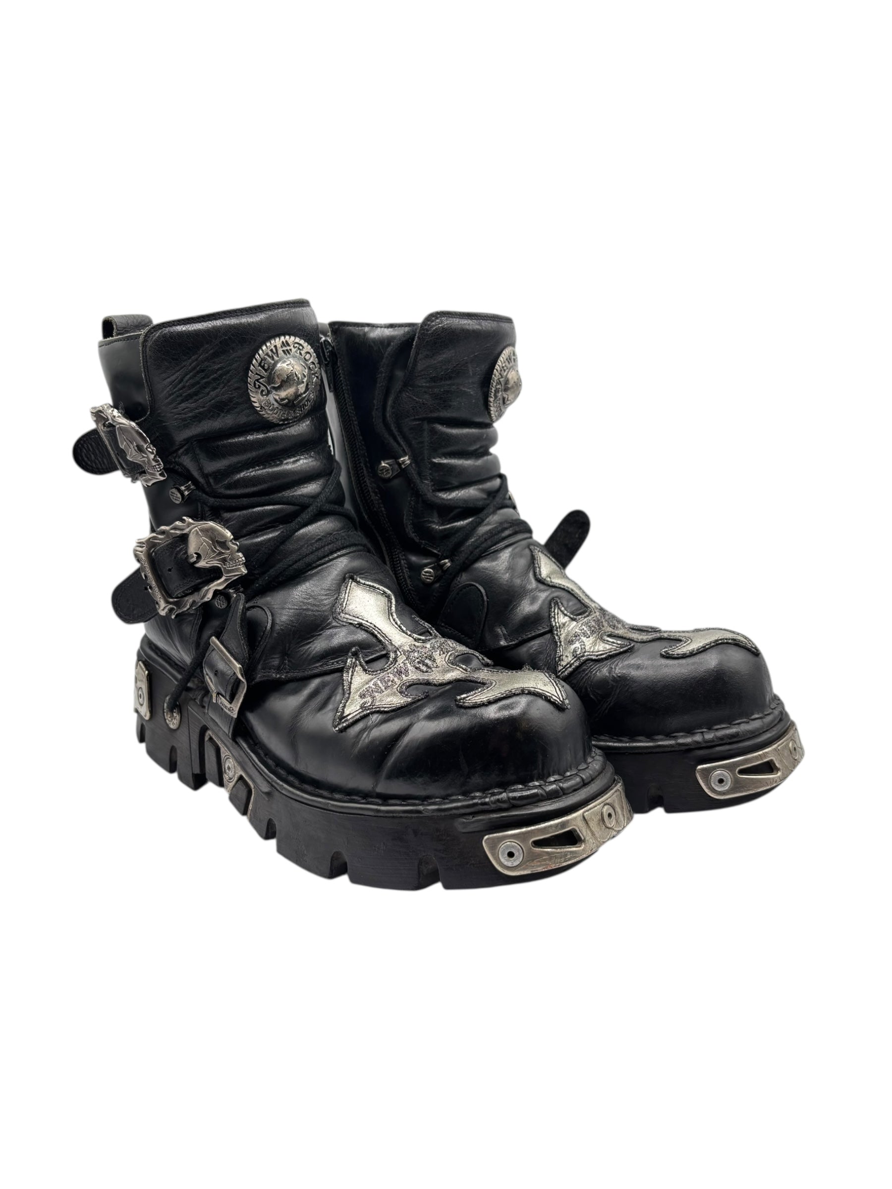 Vintage New Rock cross reactor leather platform boots size 43