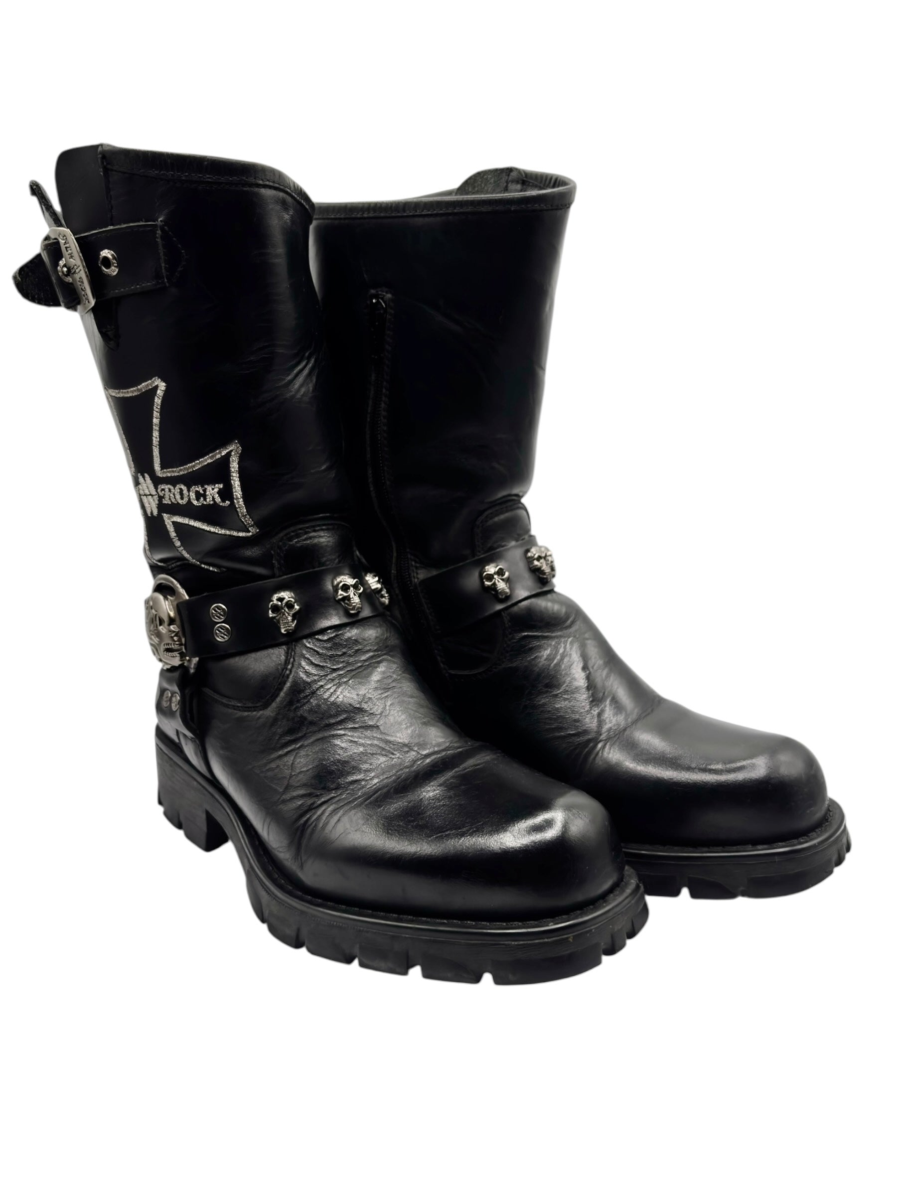 Vintage New Rock leather biker boots size 40