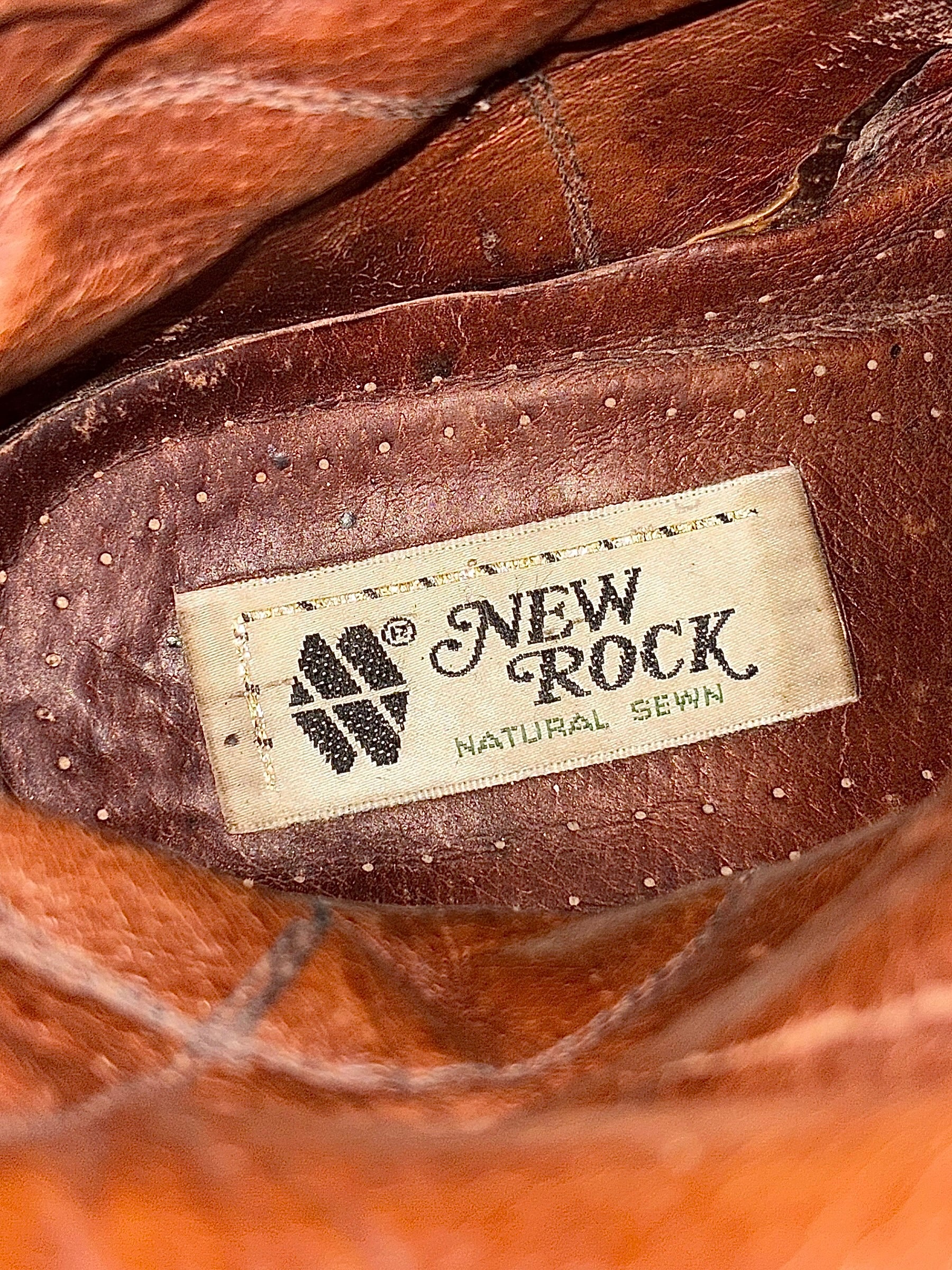 Vintage New Rock buckled raised-heel mid-calf leather boots size 42