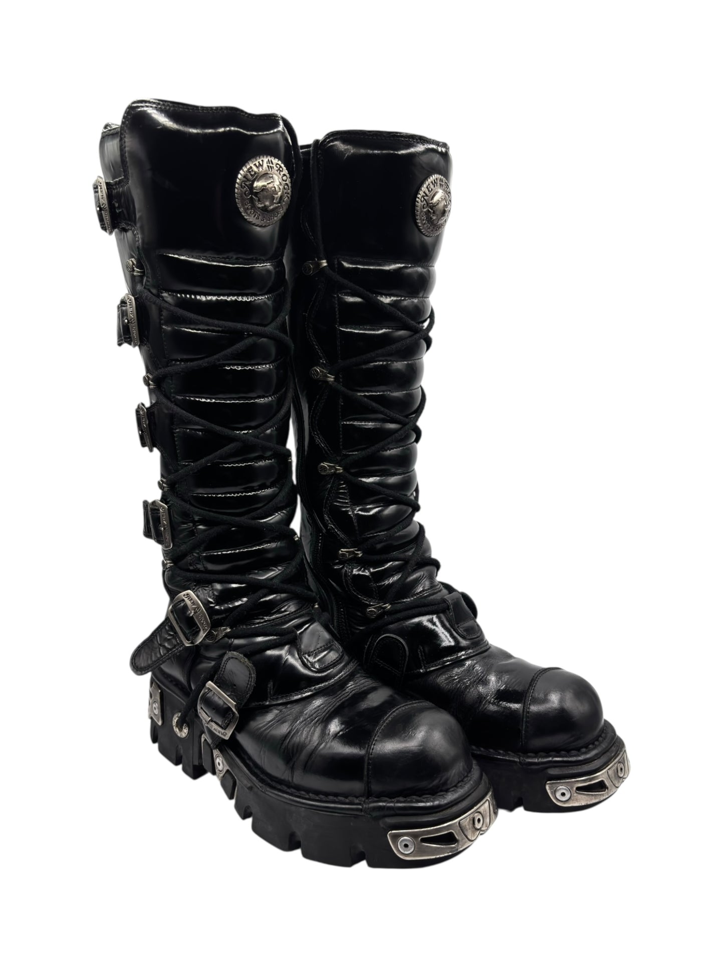 Vintage New Rock knee high reactor leather boots size 42