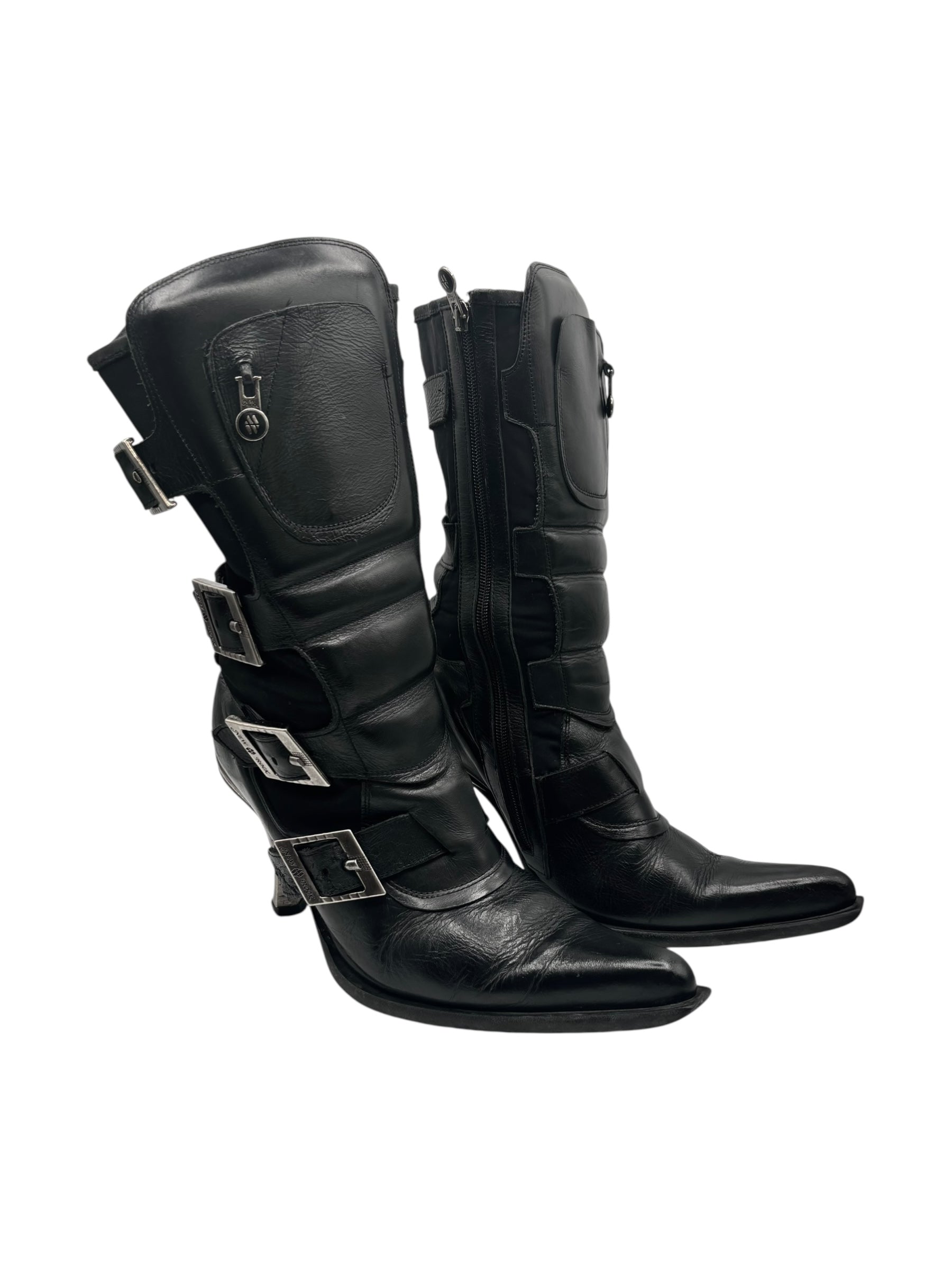 Vintage New Rock pointy biker heels size 40