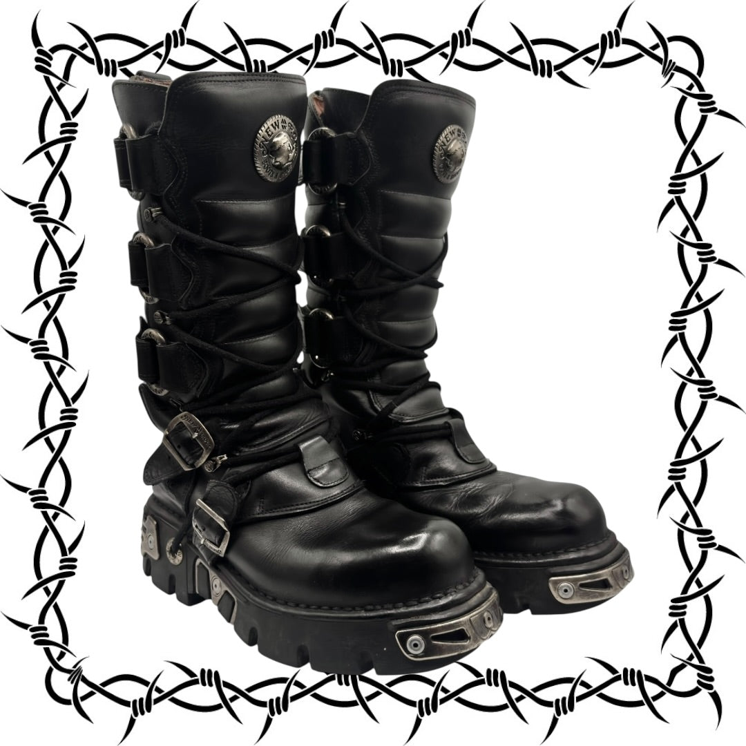 Vintage New Rock knee high reactor leather boots size 41