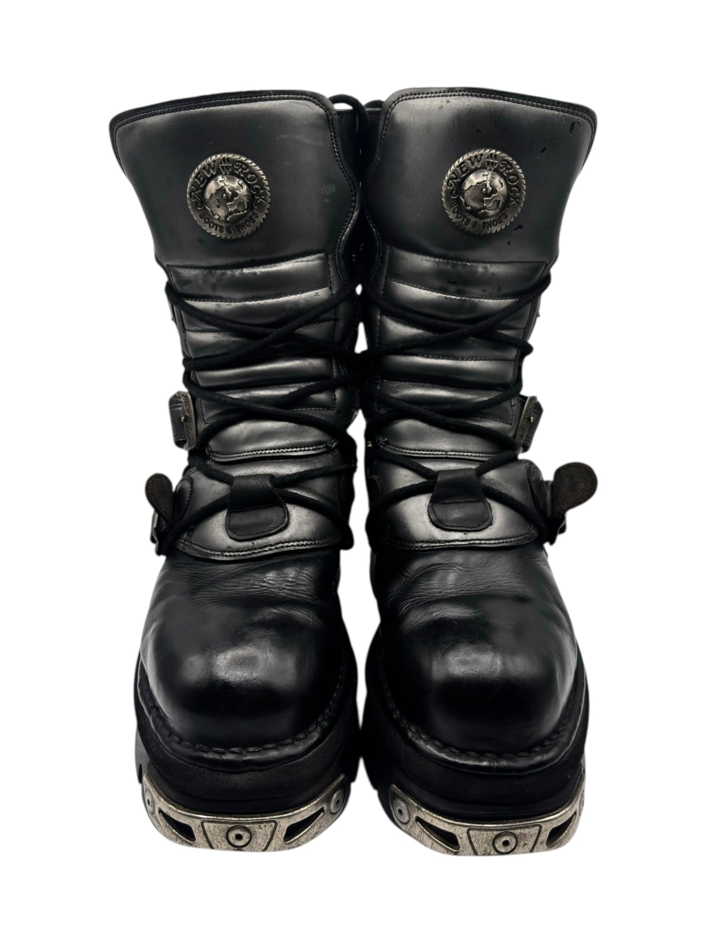 Vintage New Rock grey mid-calf leather reactor boots size 42