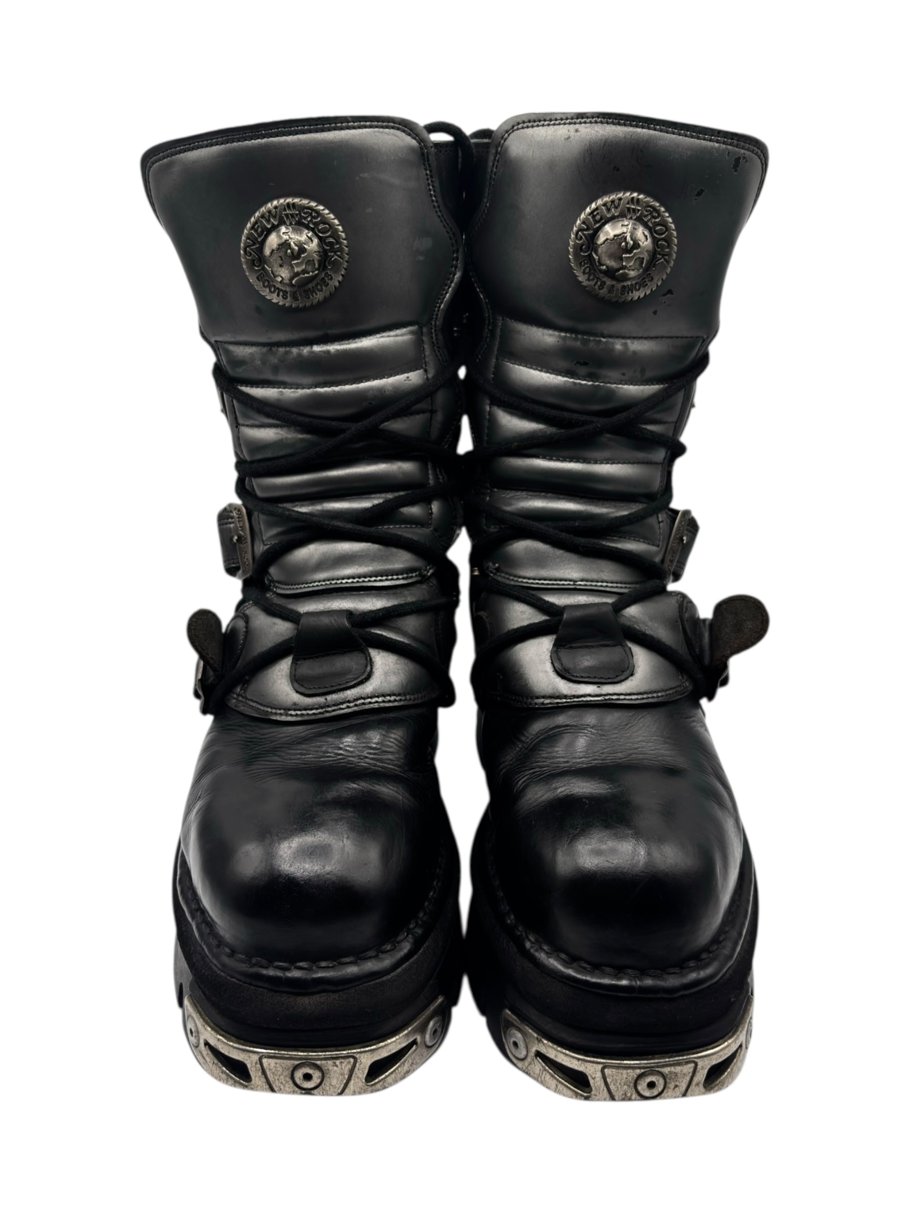 Vintage New Rock grey mid-calf leather reactor boots size 42