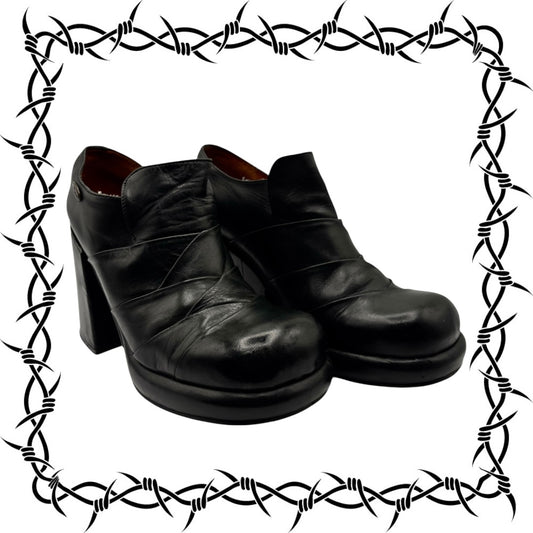 Vintage El Dantes block platform leather heels size 41