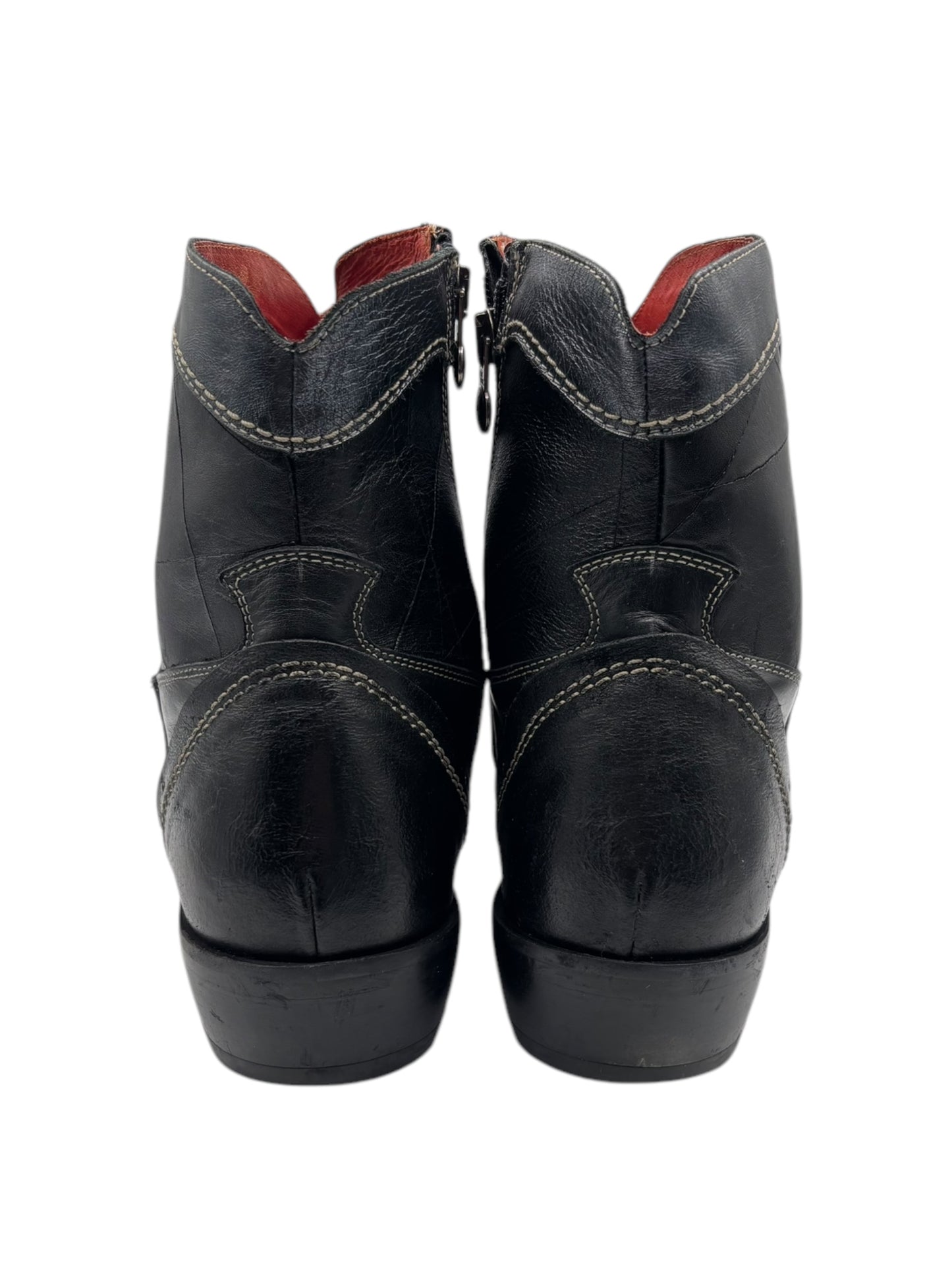 Vintage New Rock black leather cowboy boots size 43