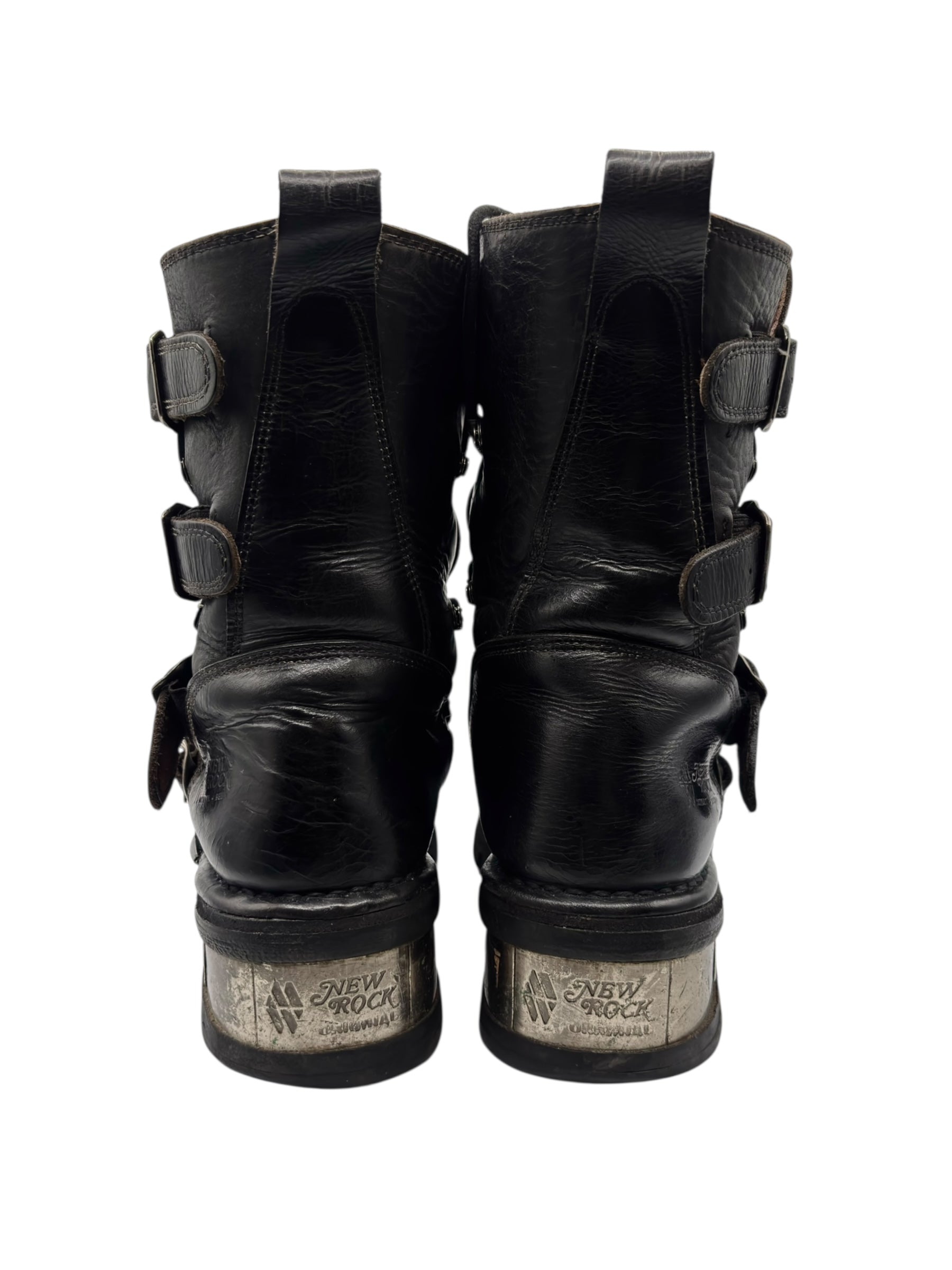 Vintage New Rock leather mid-calf raised heel boots size 41