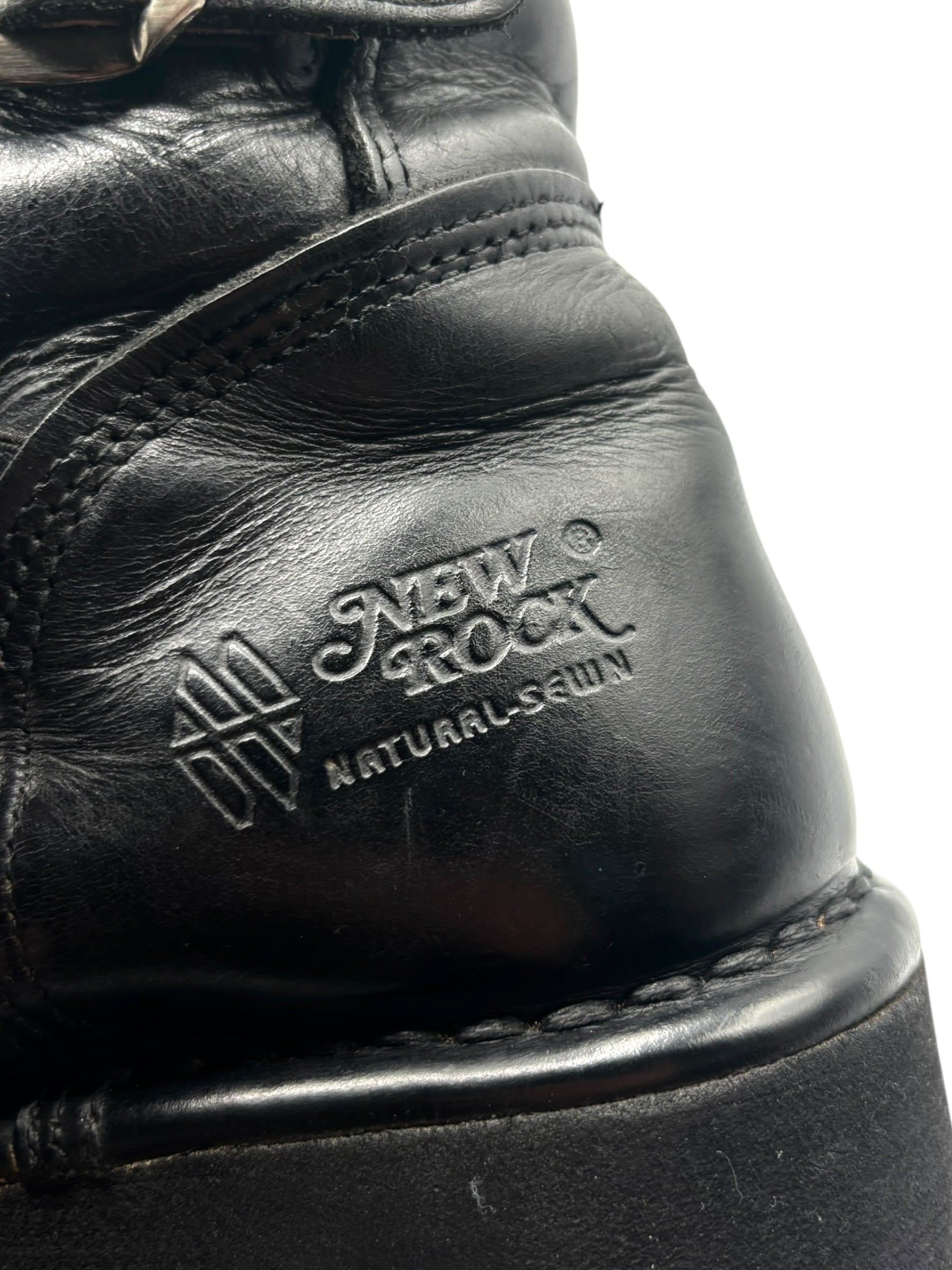 Vintage 90s New Rock mid-calf leather Neptuno platform boots size 40