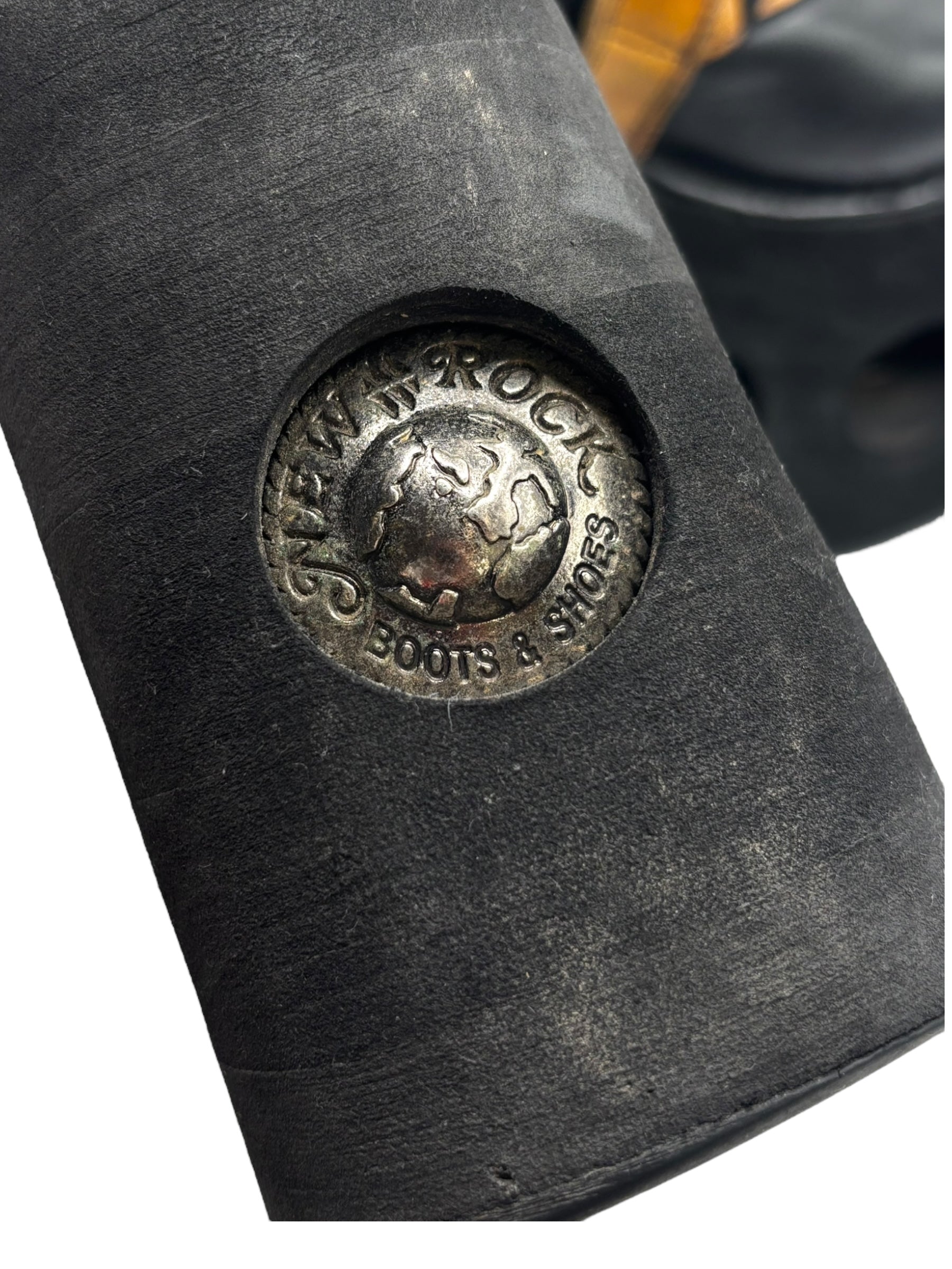 Vintage 90s New Rock jupiter black and yellow platform boots size 36