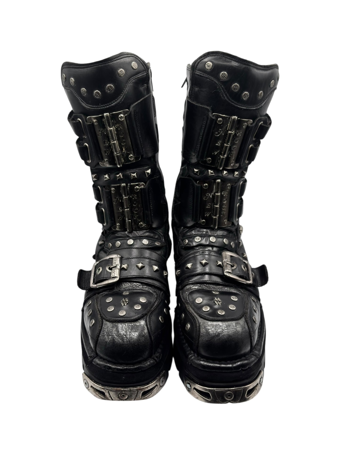 Vintage New Rock studded platform leather boots