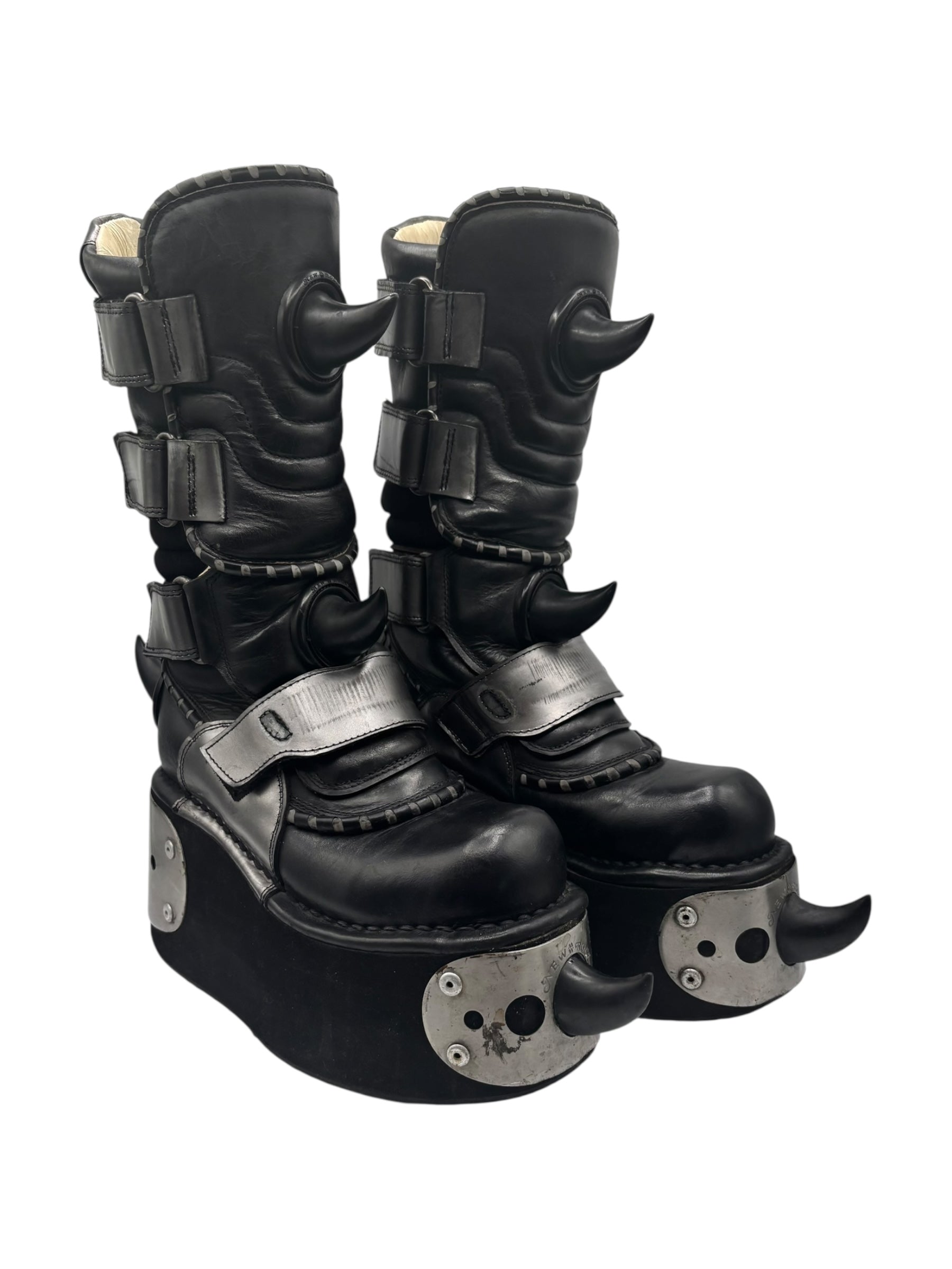 Extremely rare vintage 90s New Rock horn neptuno platform boots size 41