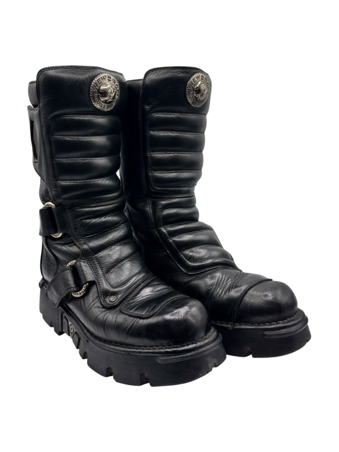 Vintage New Rock mid-calf black leather boots size 42