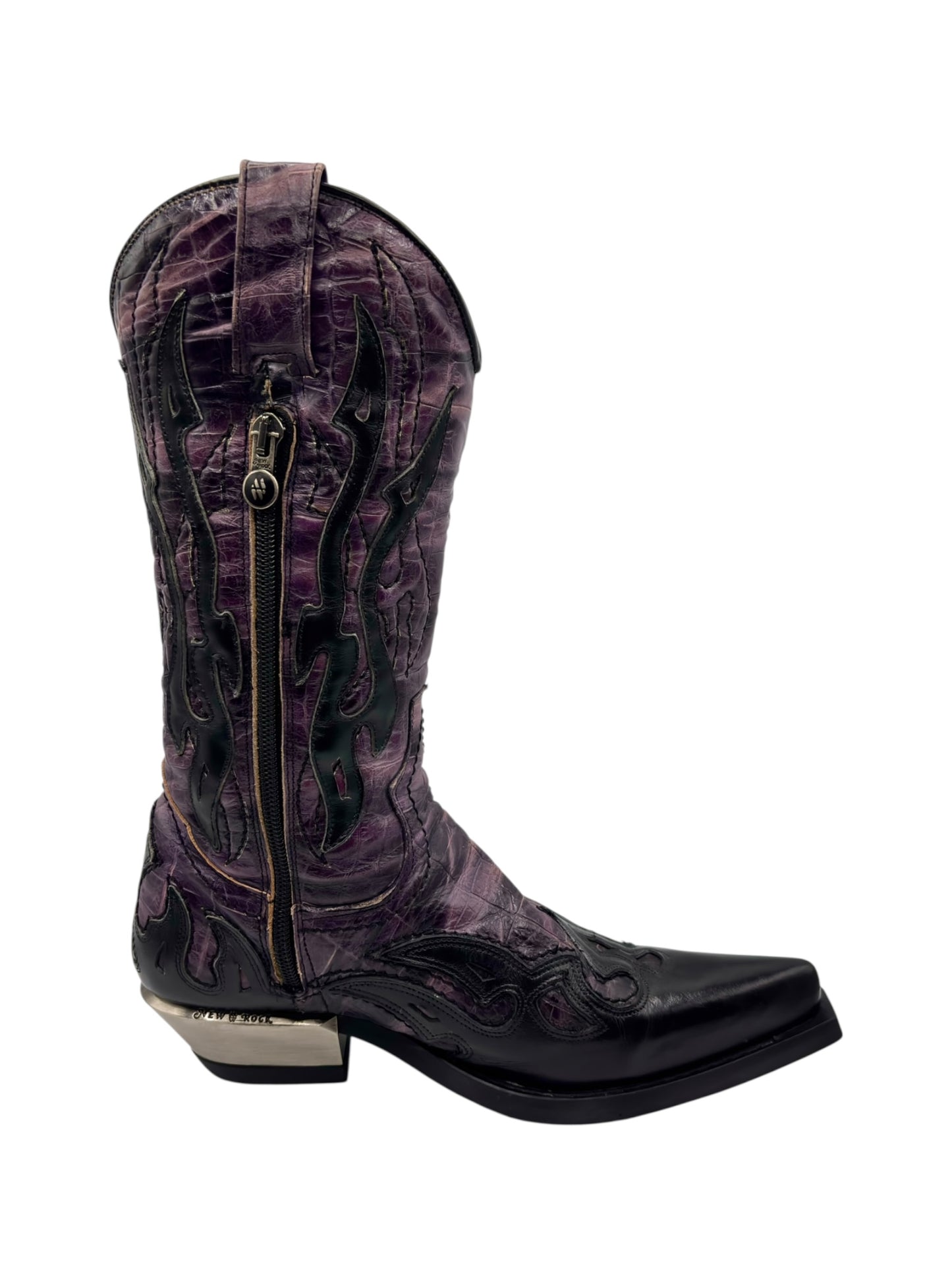 Vintage New Rock purple flame cowboy boots size 37