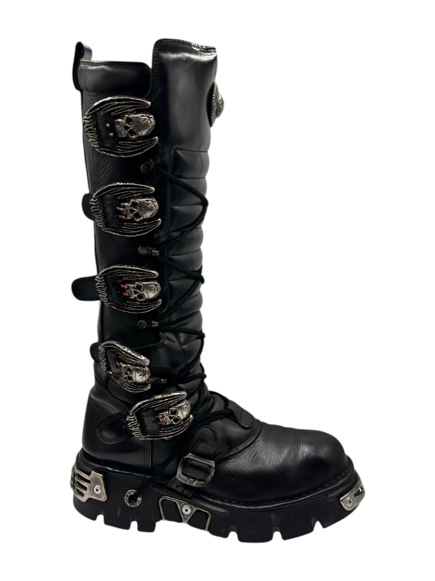 Vintage New Rock knee high reactor leather boots size 44