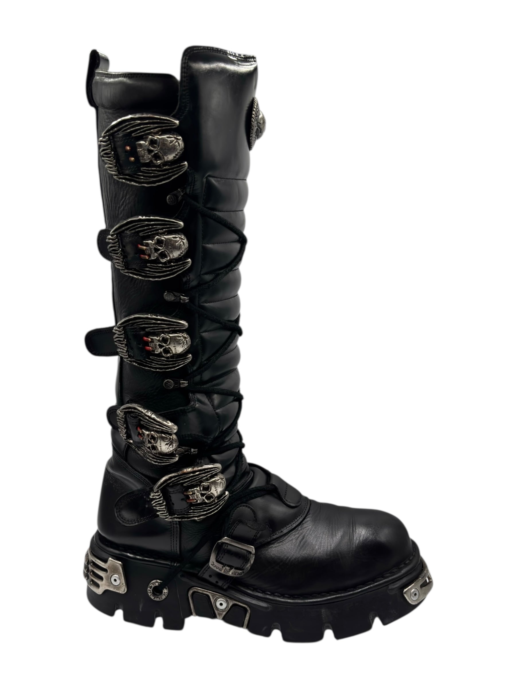 Vintage New Rock knee high reactor leather boots size 44