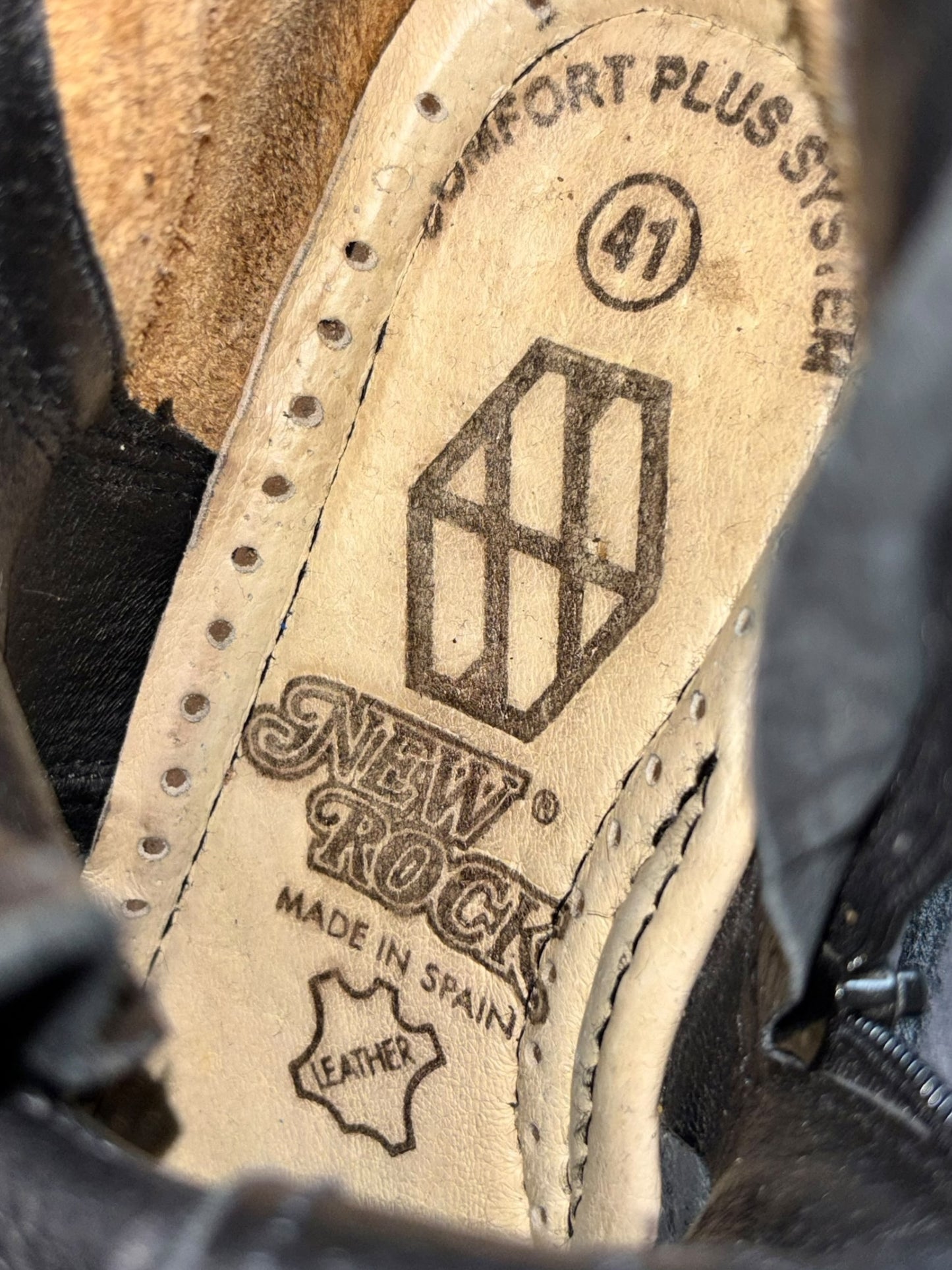 Vintage New Rock knee high reactor leather boots size 41