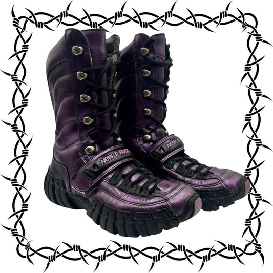Vintage New Rock purple techno boots size 40