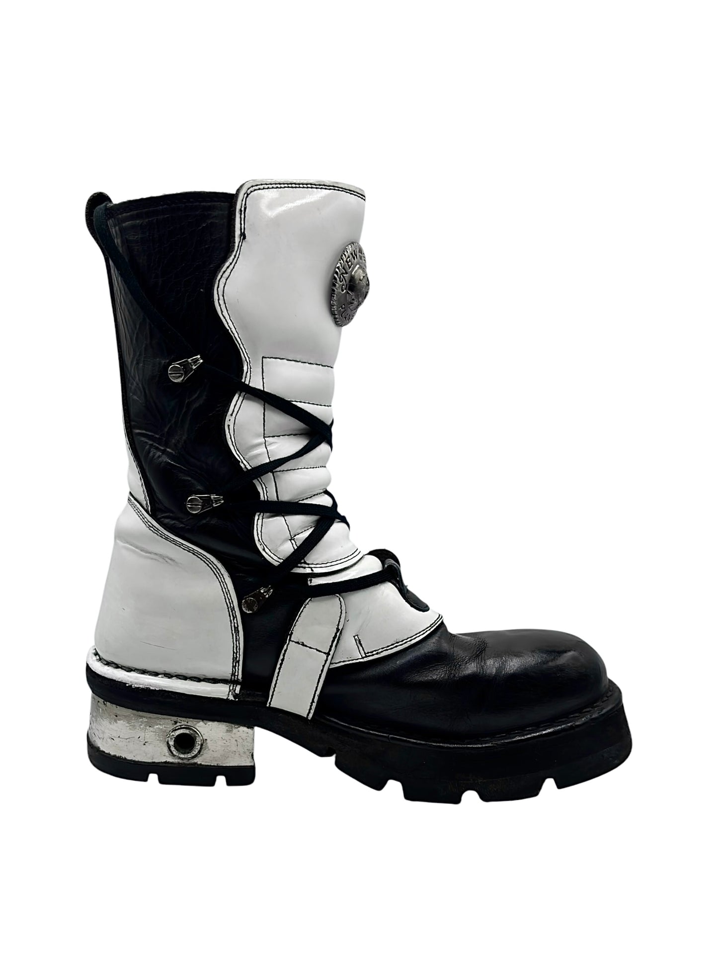 Vintage New Rock white black boots size 42