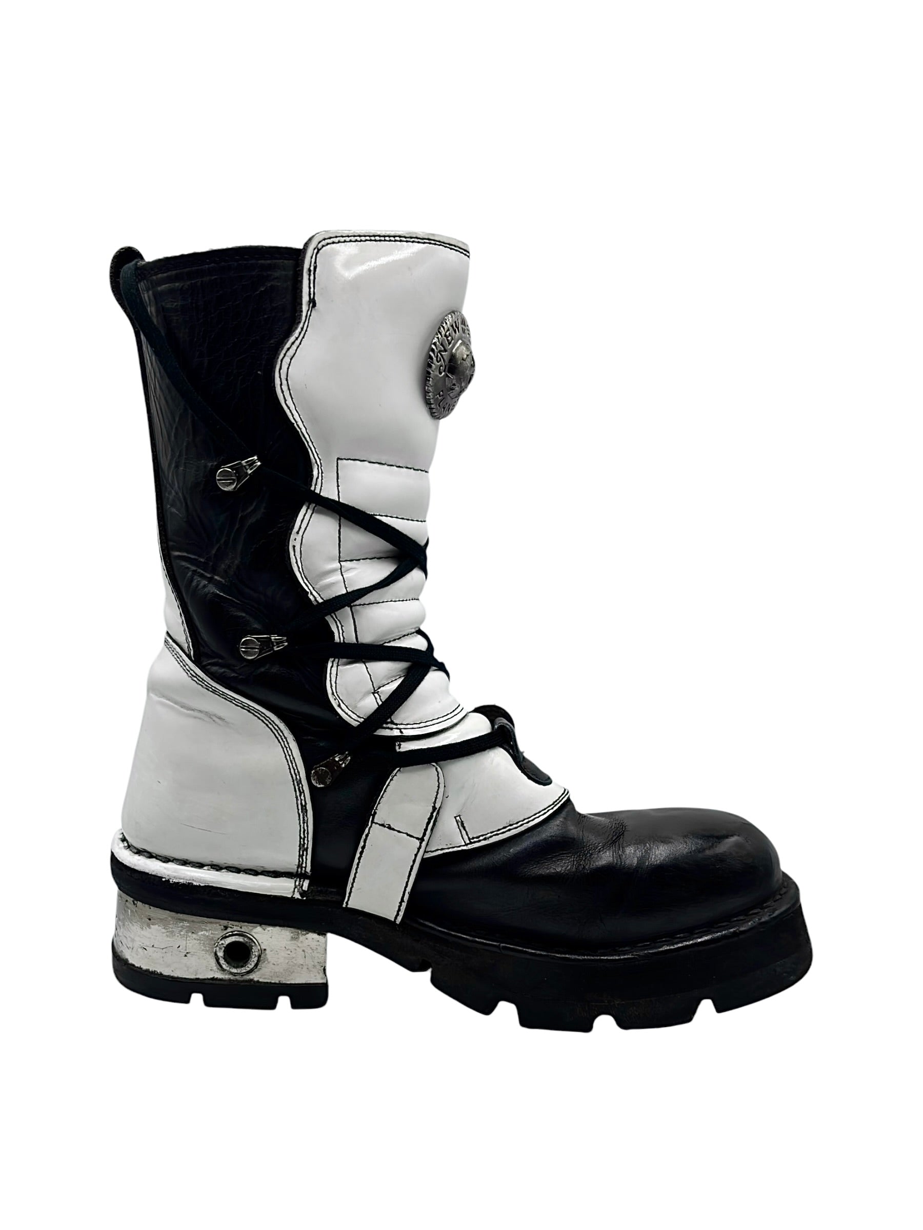 Vintage New Rock white black boots size 42