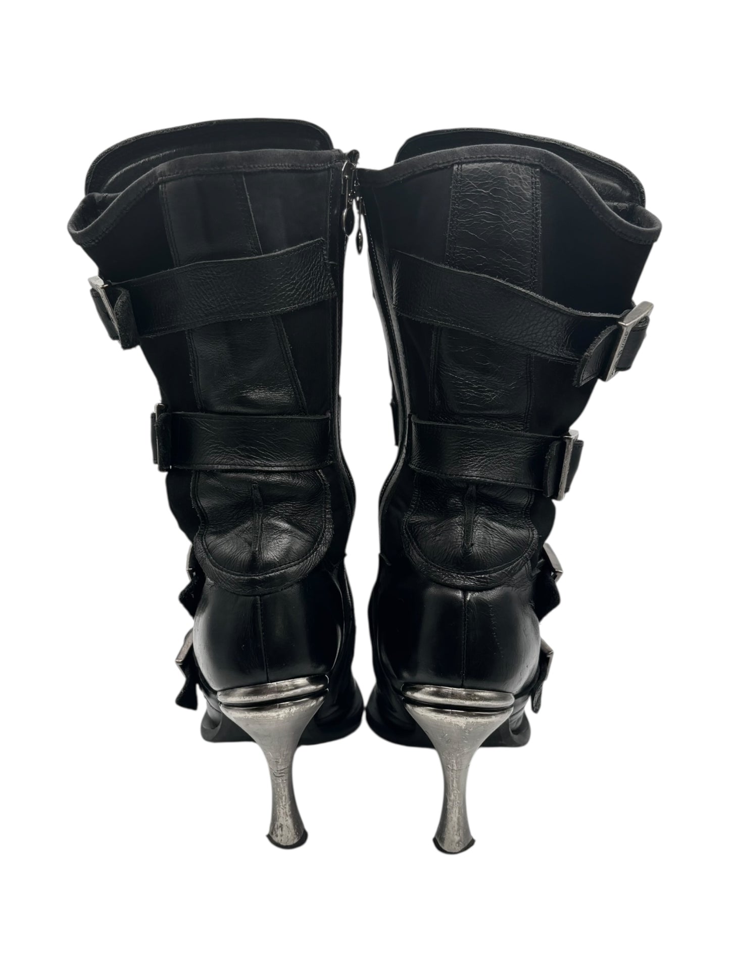 Vintage New Rock pointy biker heels size 40