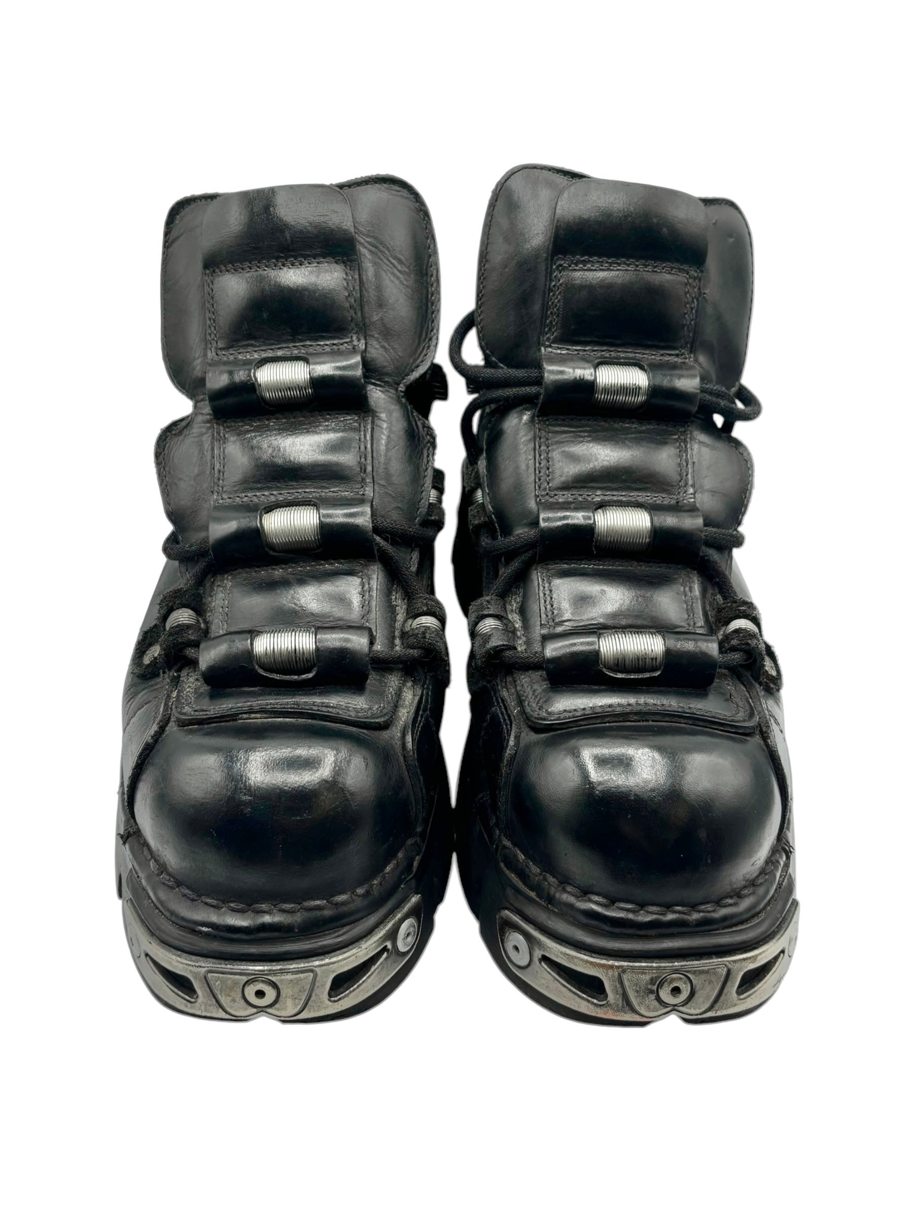 Vintage New Rock techno leather platform boots size 43