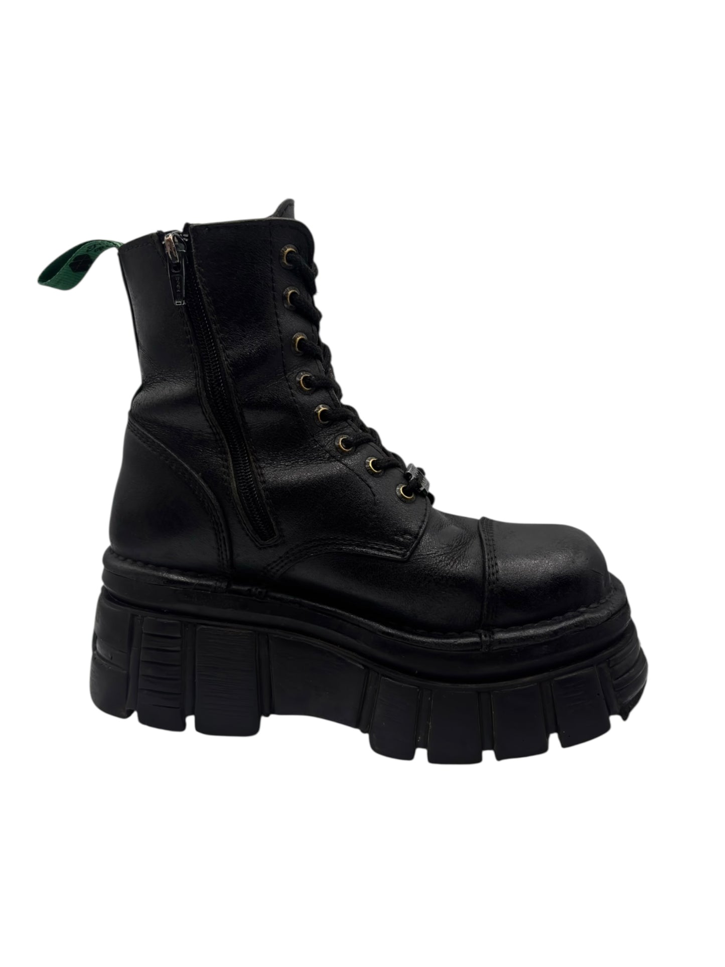 New Rock mili lace-up leather platform boots size 37