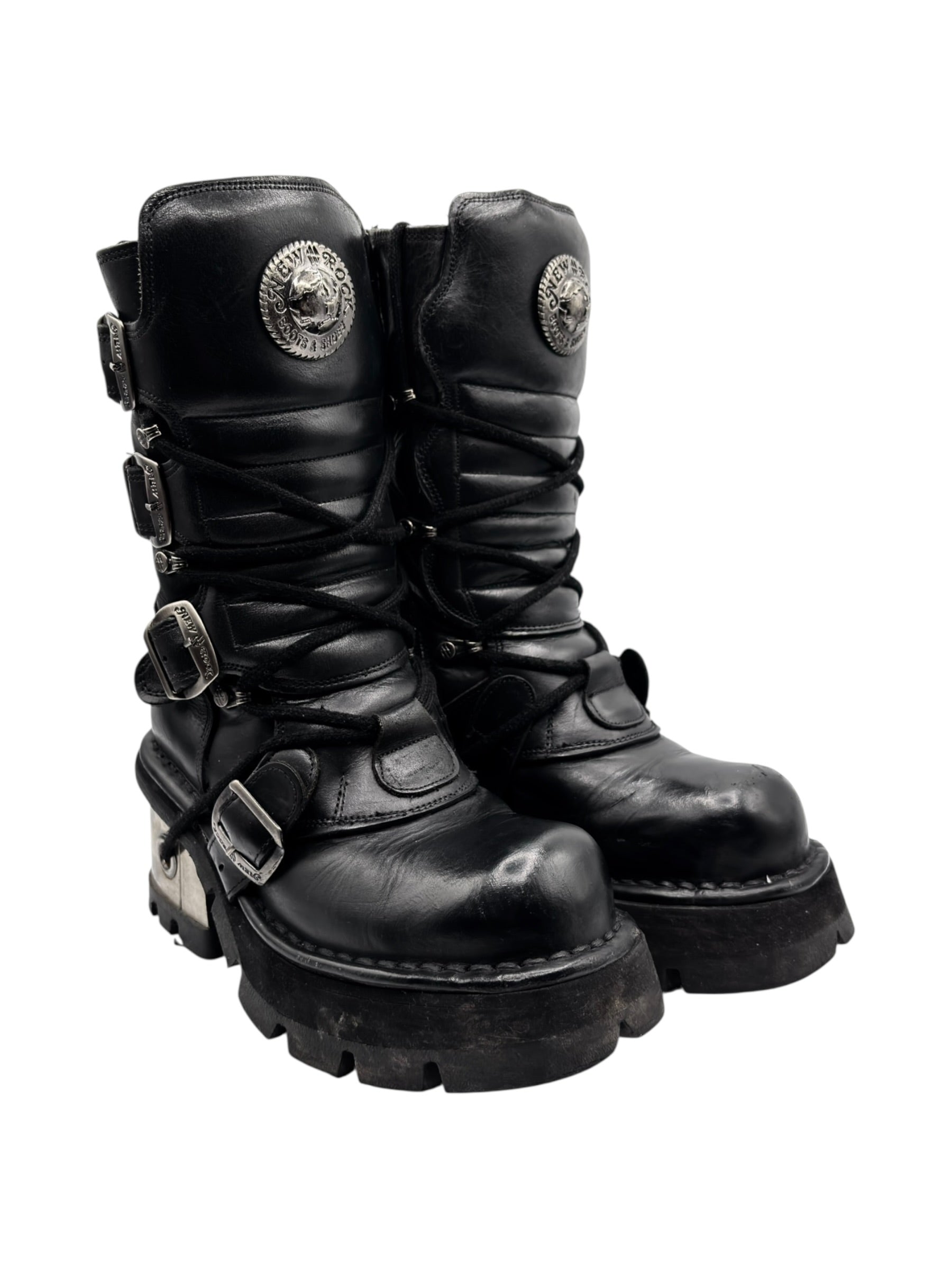 Vintage New Rock raised heel leather boots size 37