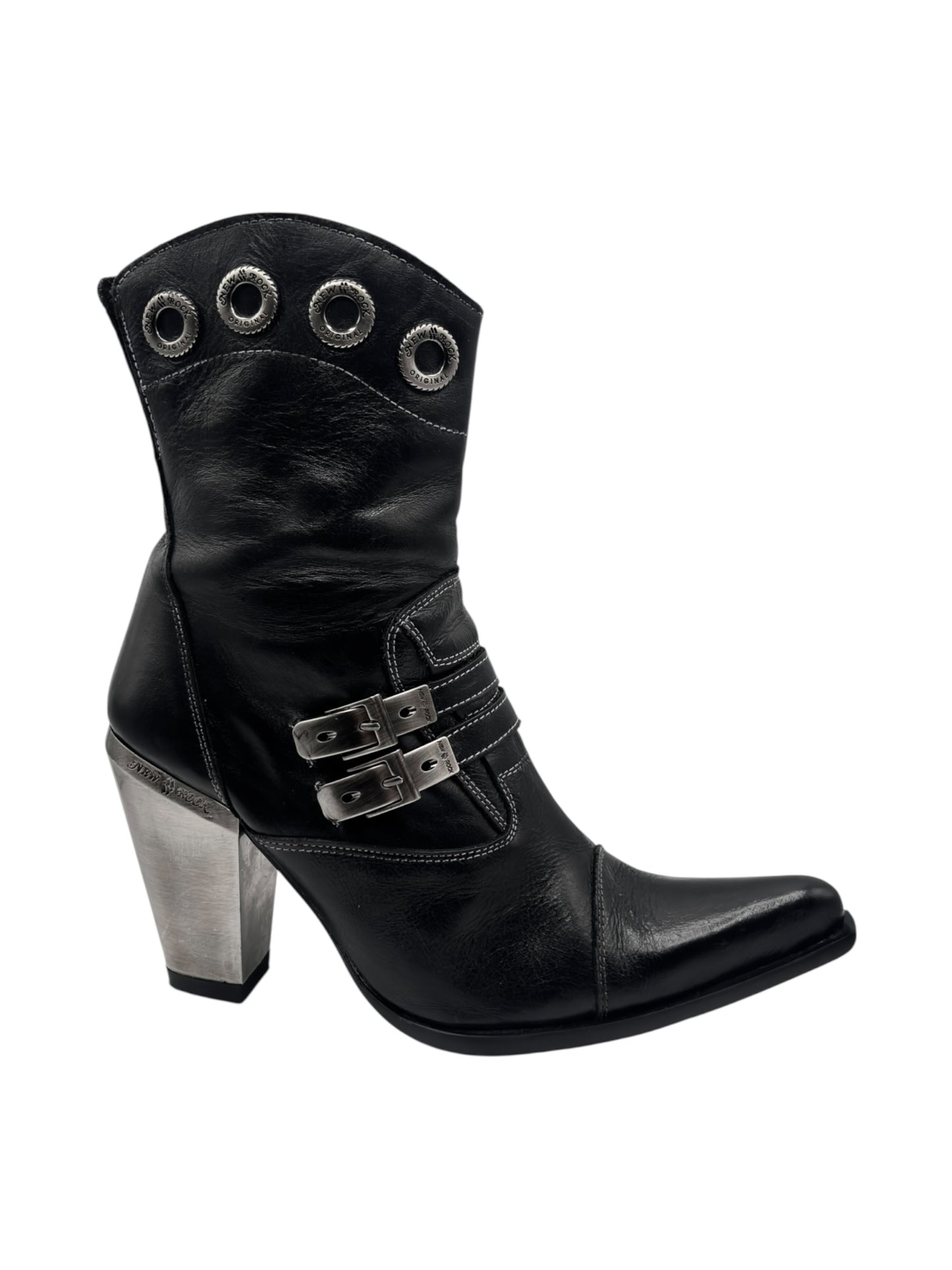 Vintage New Rock leather witch heels size 40