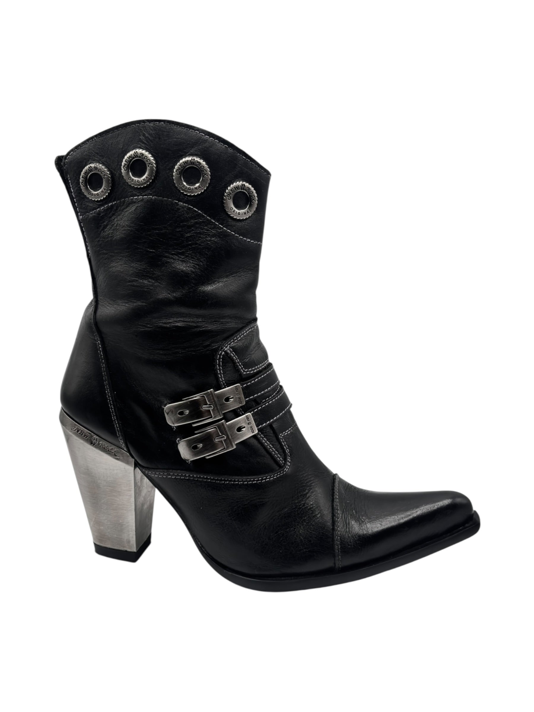 Vintage New Rock leather witch heels size 40