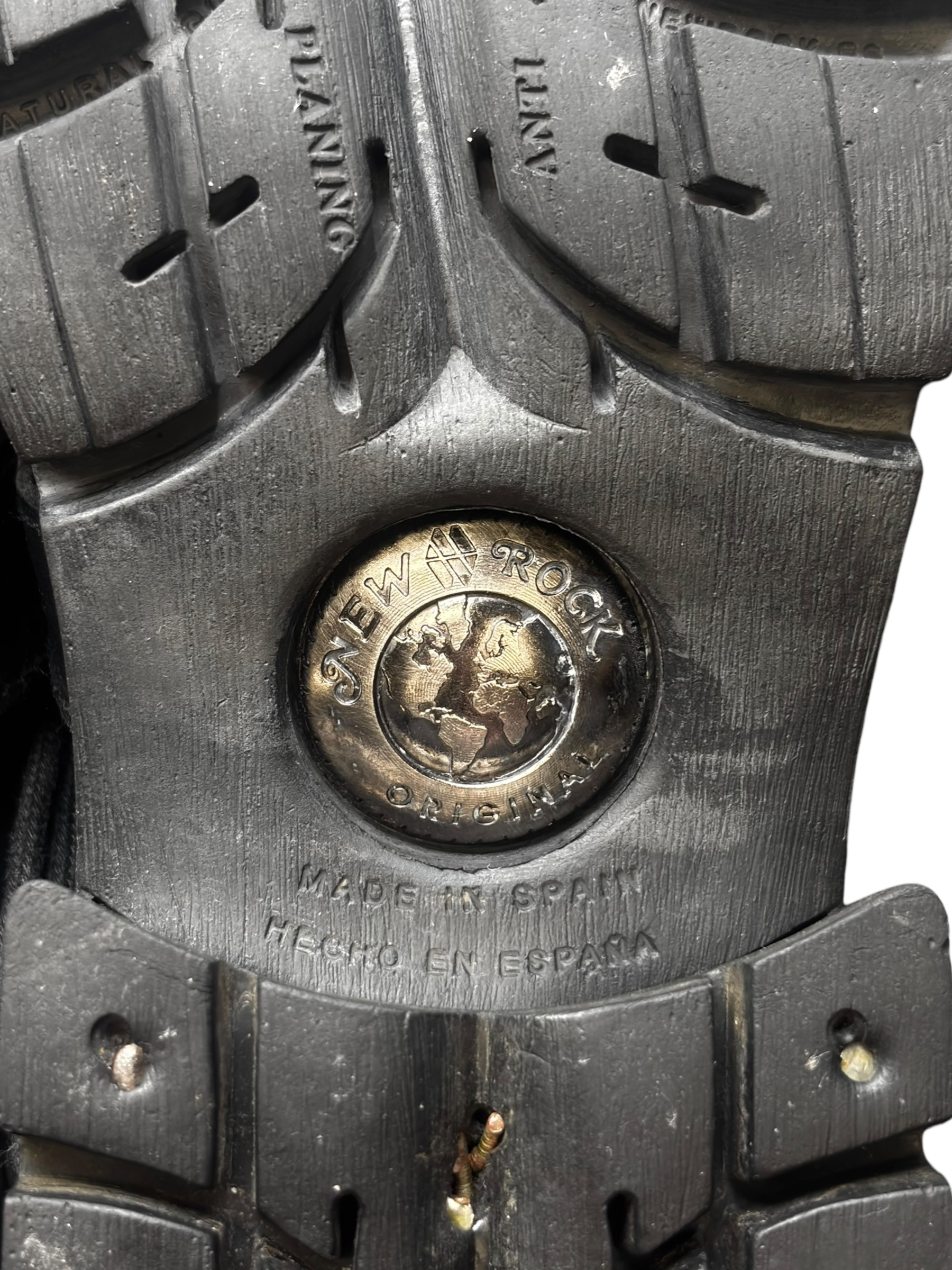 Vintage New Rock leather raised-heel buckle boots size 45