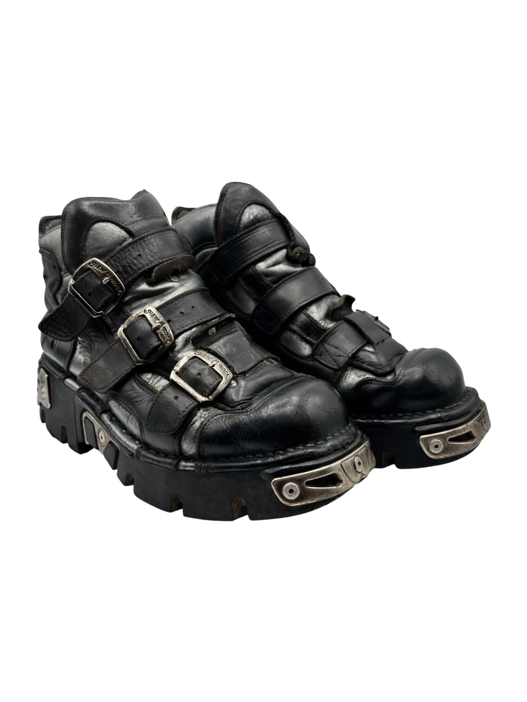Vintage New Rock buckle grey reactor platform boots size 37