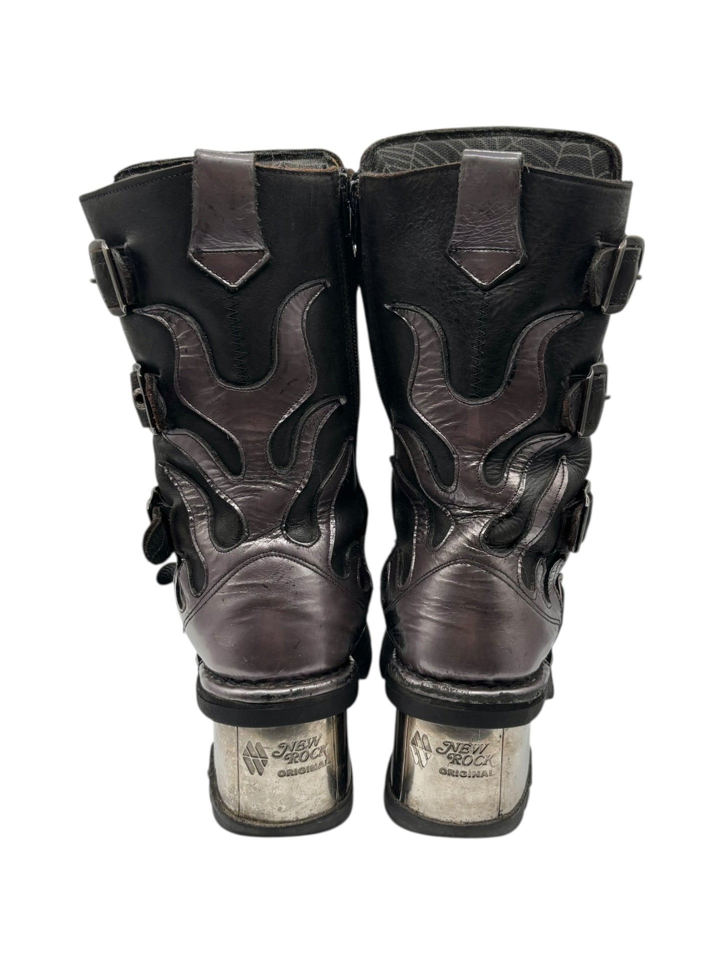 Vintage New Rock purple dragon mid-calf leather boots size 39