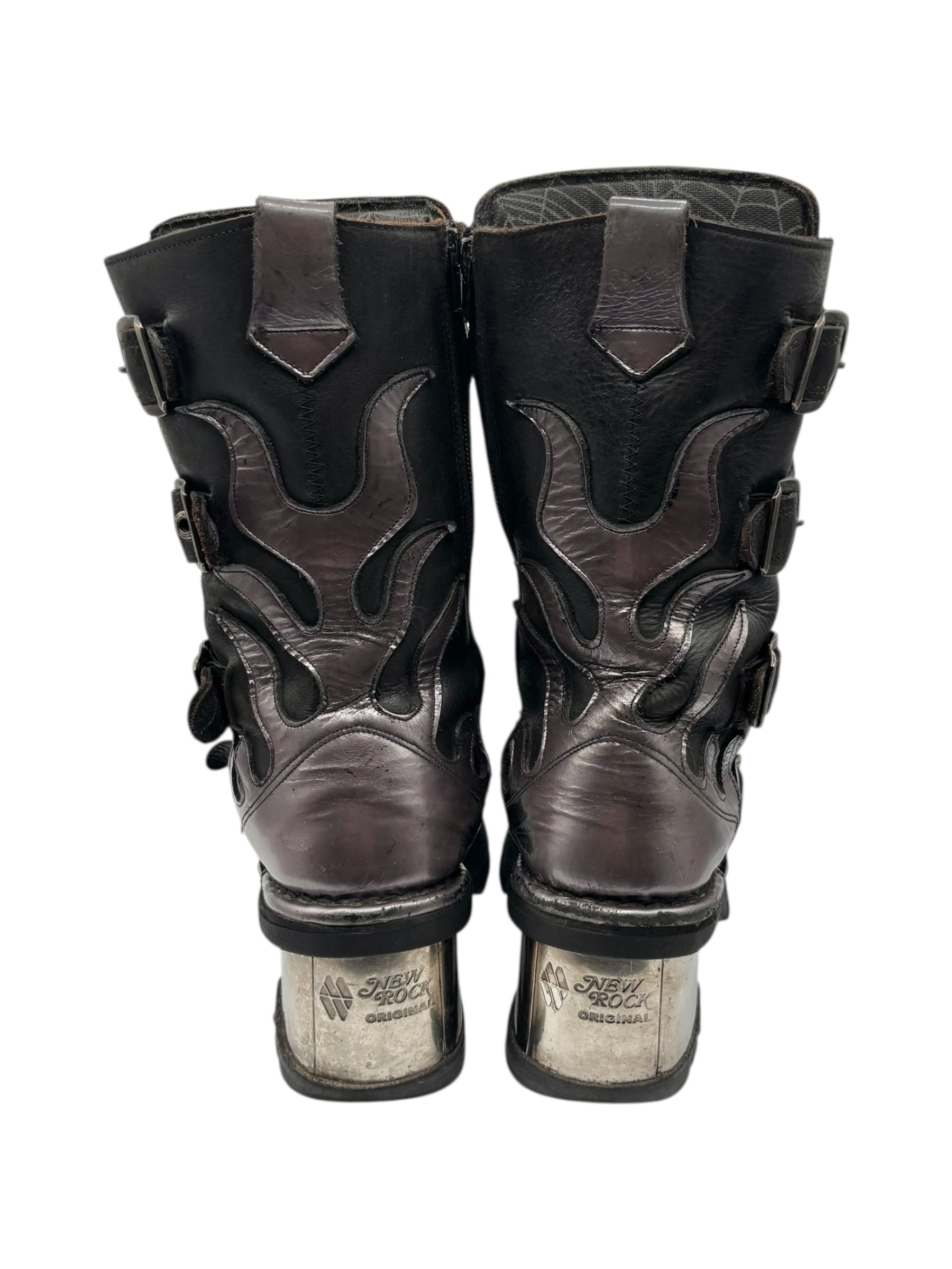 Vintage New Rock purple dragon mid-calf leather boots size 39