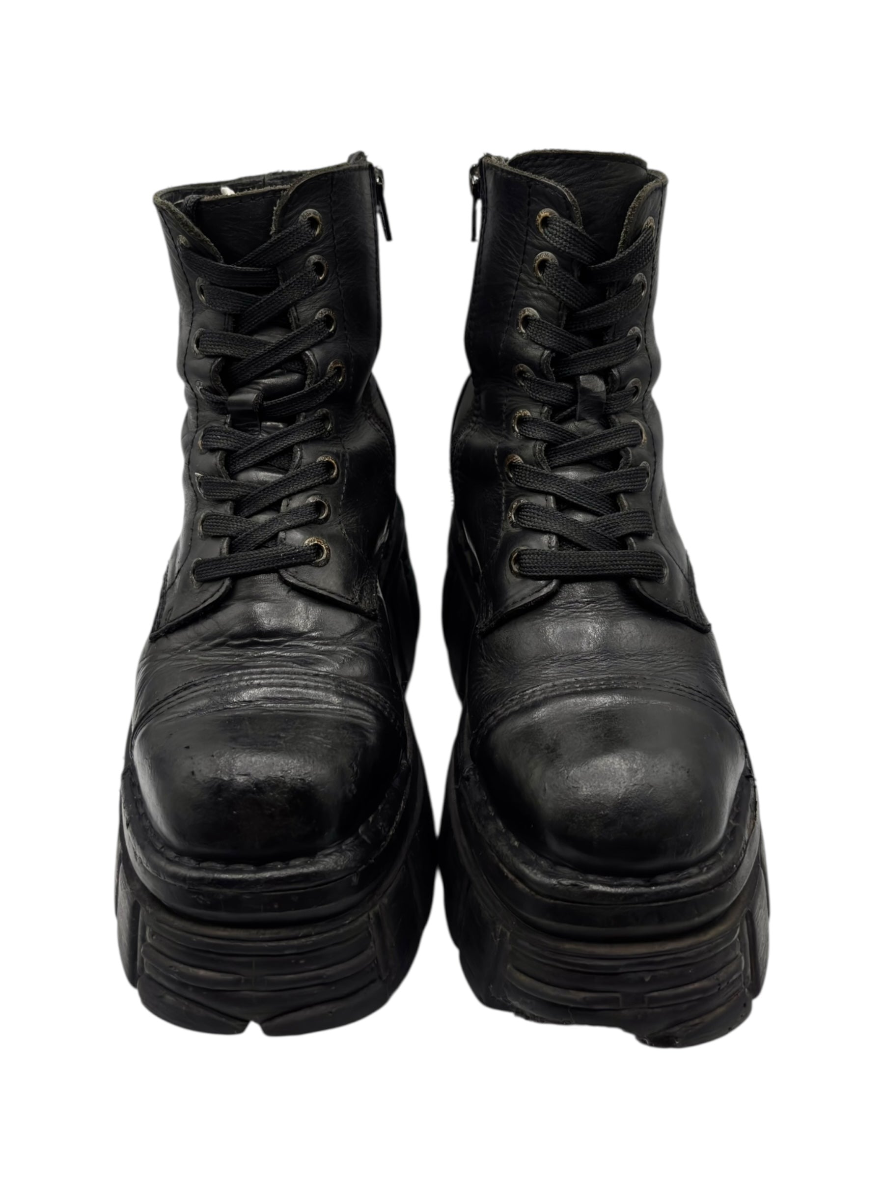 New Rock mili lace-up leather platform boots size 37