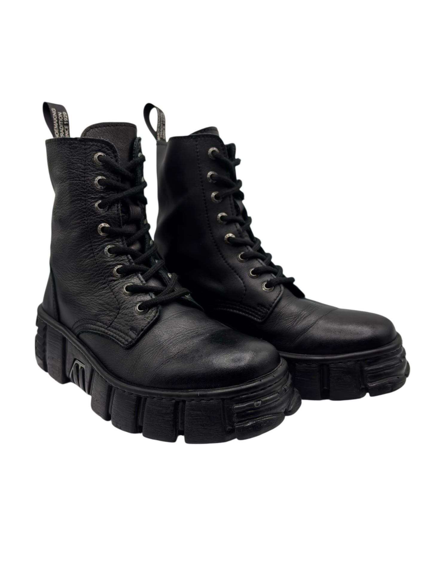 New Rock mili lace-up leather platform boots size 38