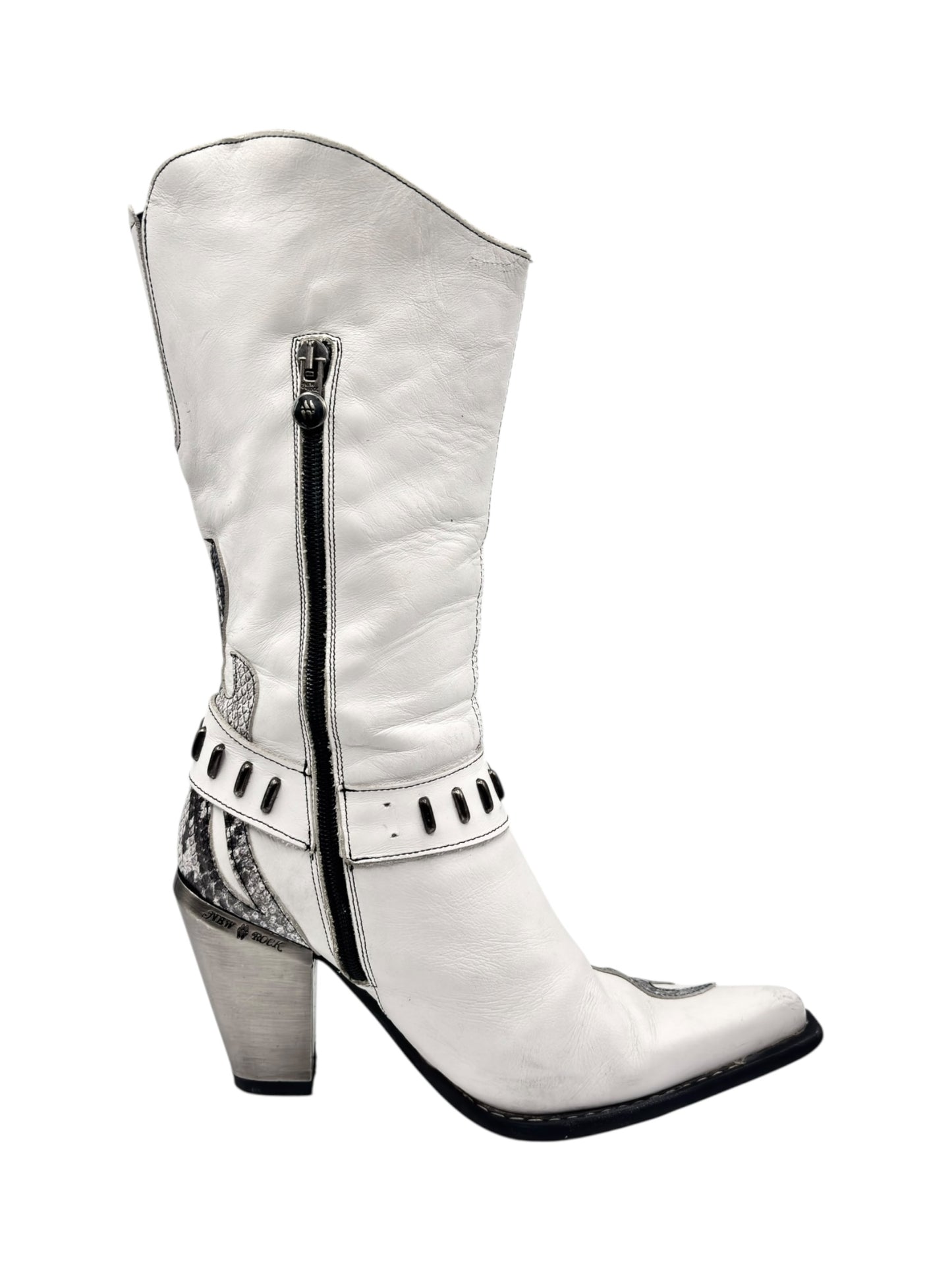 Vintage New Rock pointy white cowboy boots size 38