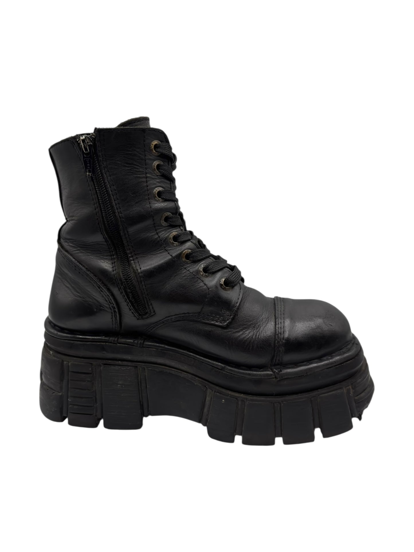 New Rock mili lace-up leather platform boots size 37