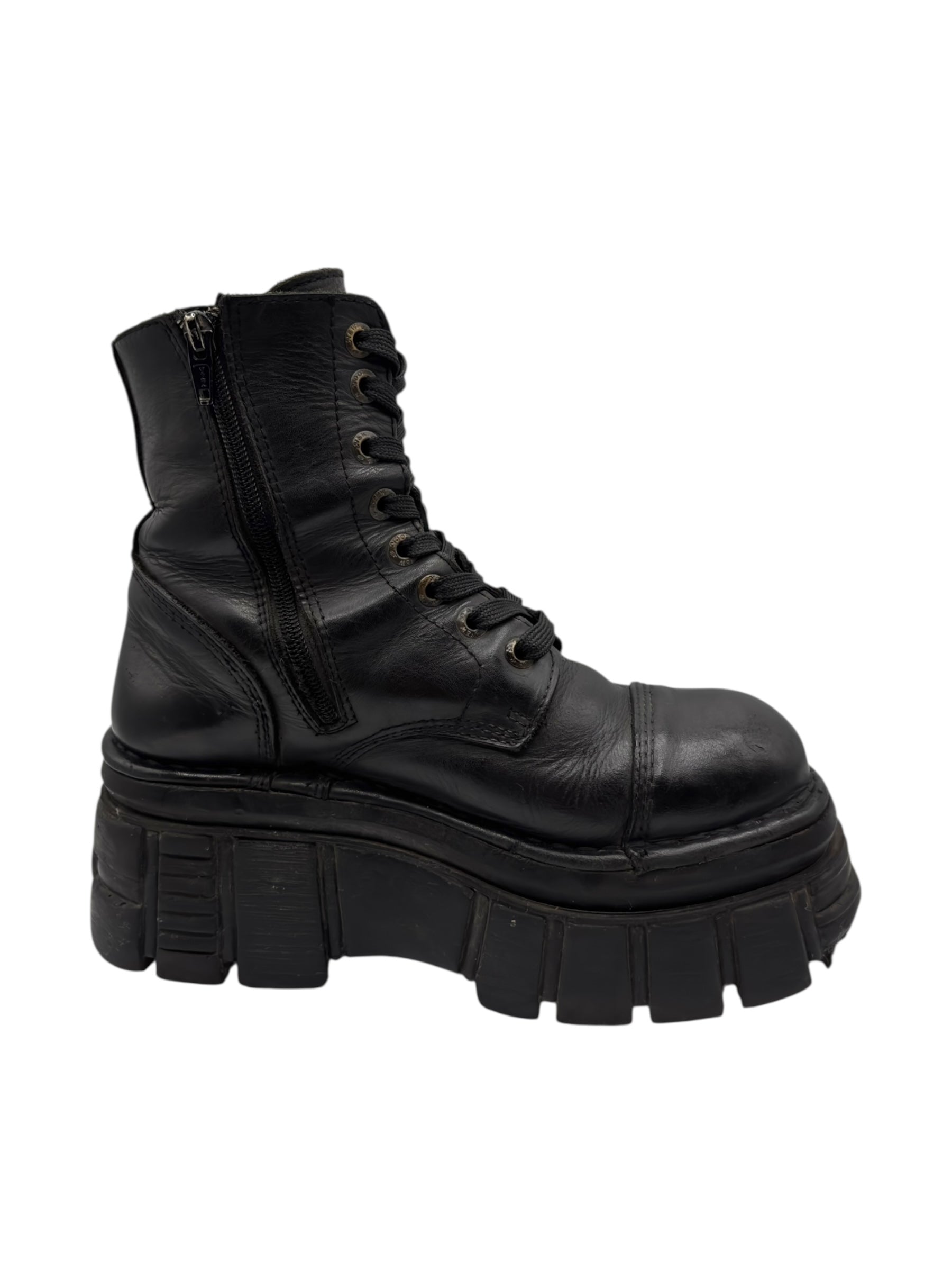 New Rock mili lace-up leather platform boots size 37