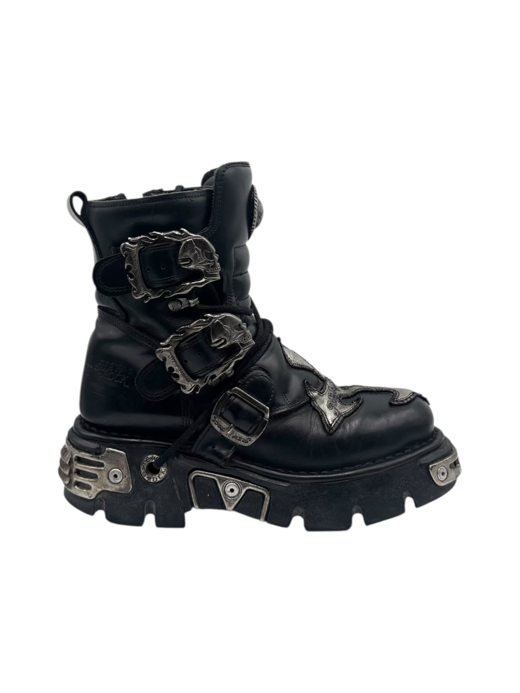 Vintage New Rock cross reactor leather platform boots size 39