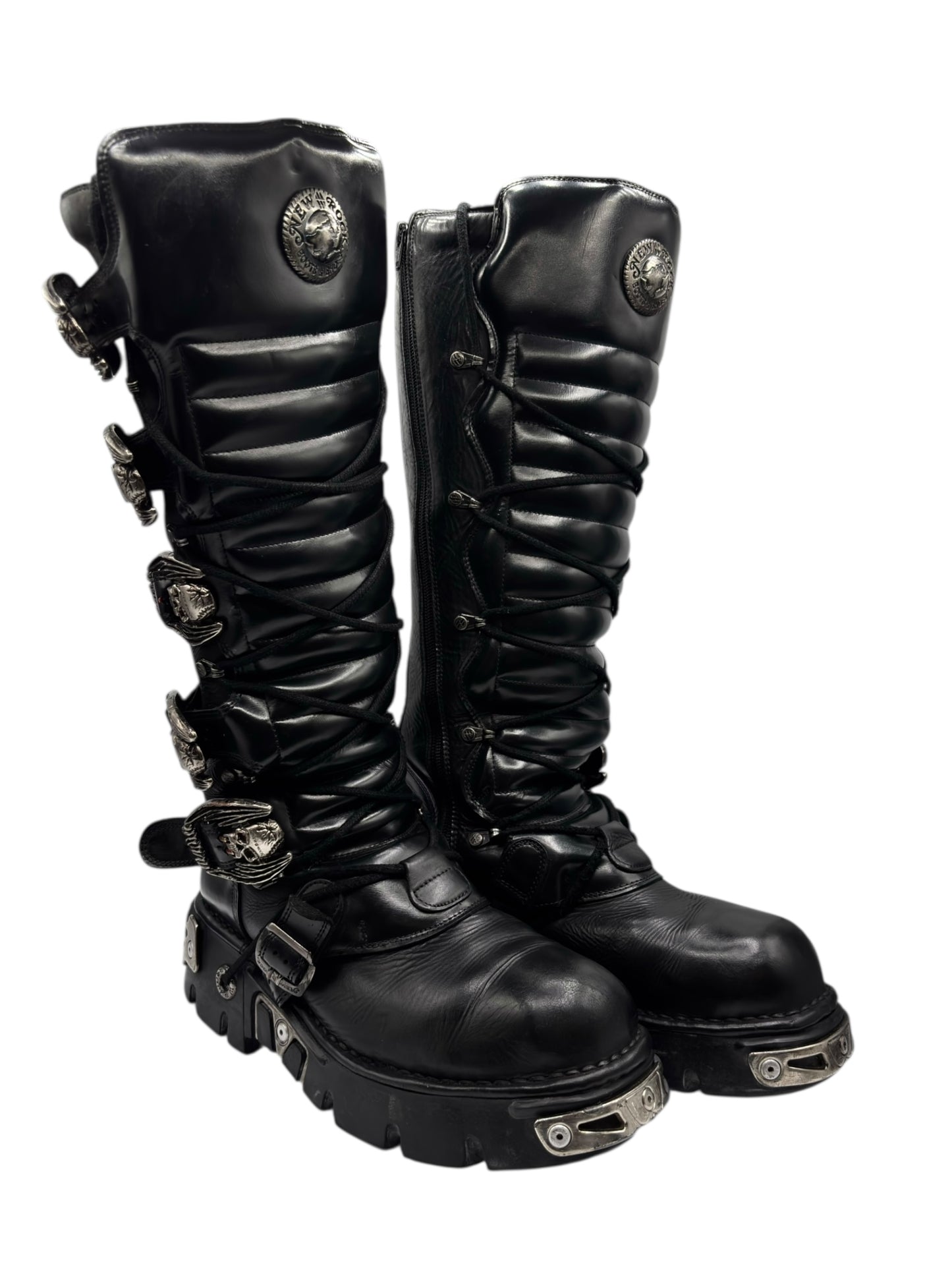 Vintage New Rock knee high reactor leather boots size 44