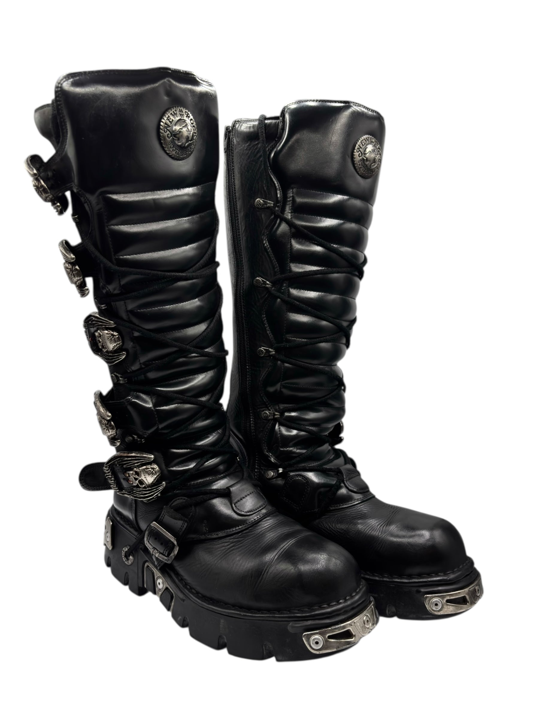 Vintage New Rock knee high reactor leather boots size 44