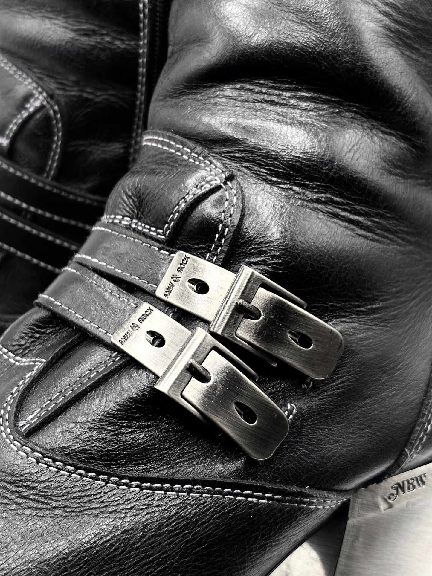 Vintage New Rock leather witch heels size 40