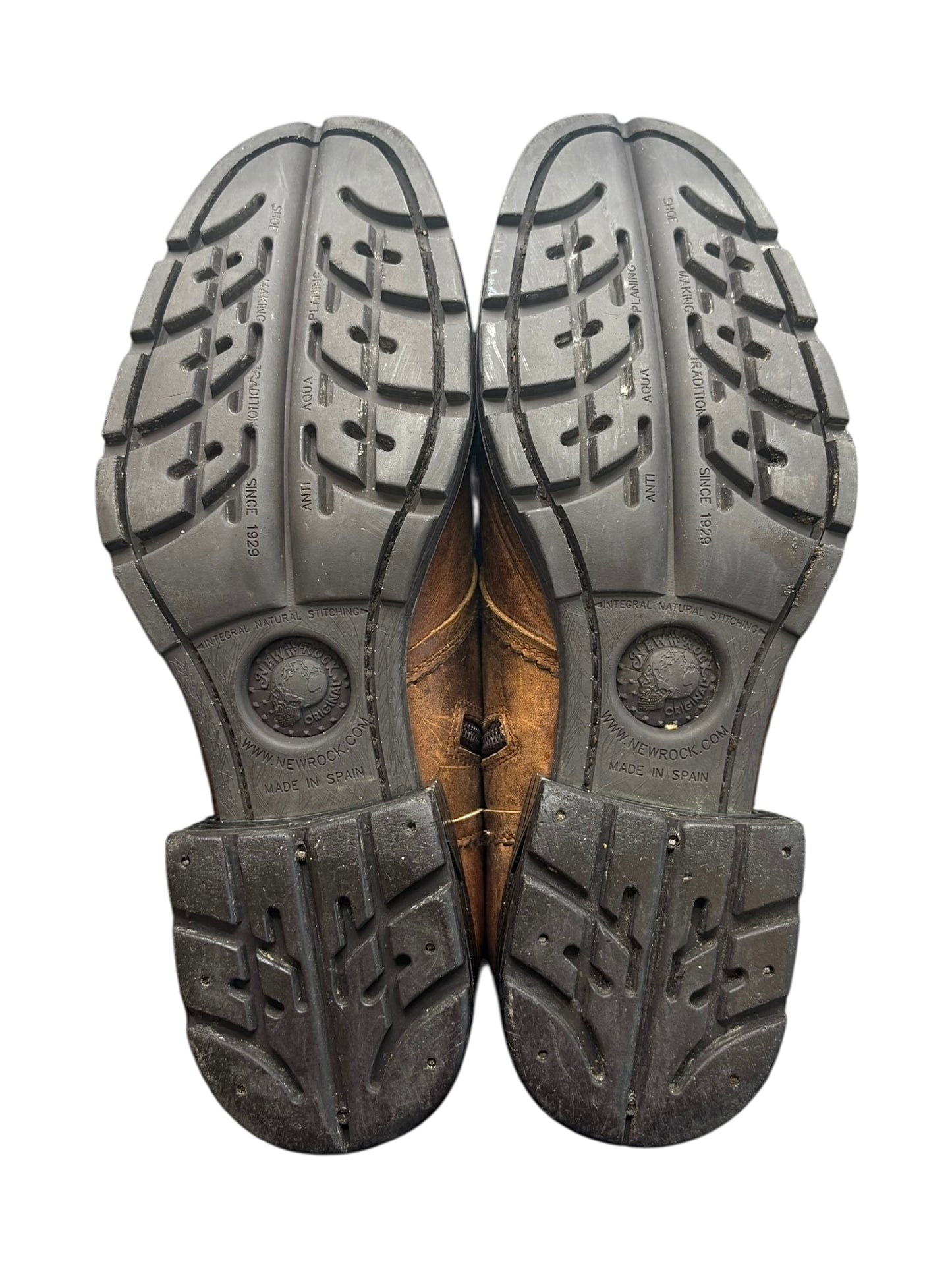 Vintage New Rock brown hand-made leather motorcycle boots. size 43