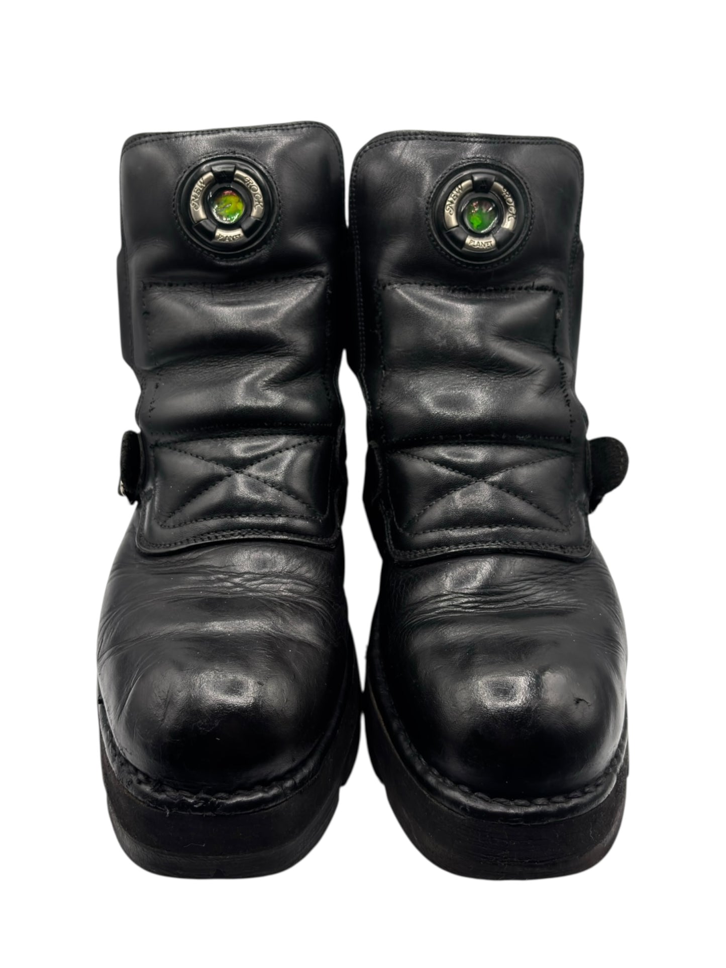 Vintage New Rock raised heel leather boots size 45