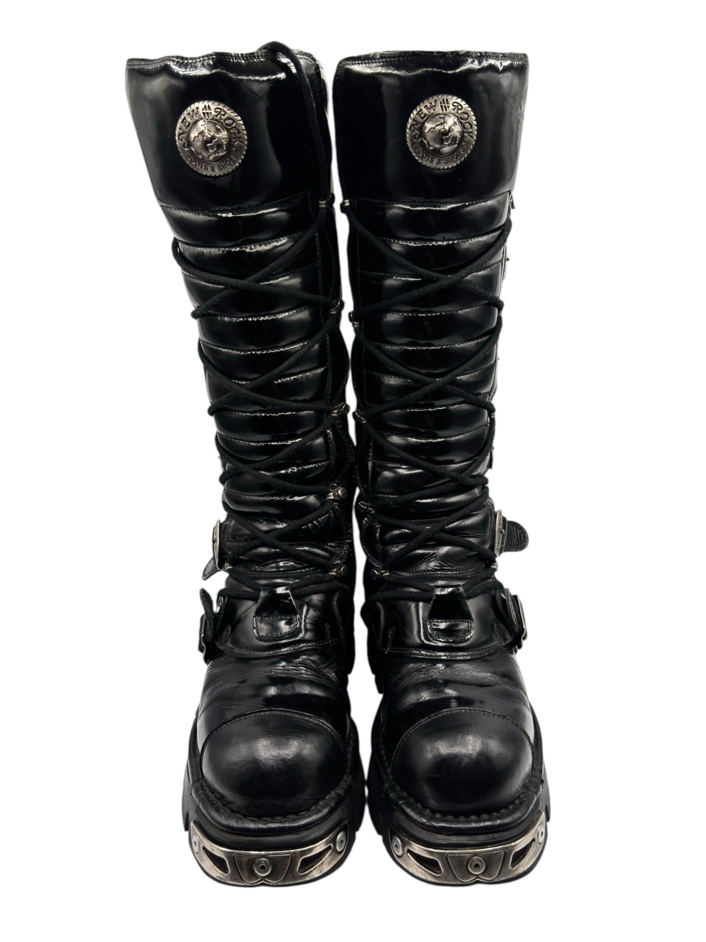 Vintage New Rock knee high reactor leather boots size 42